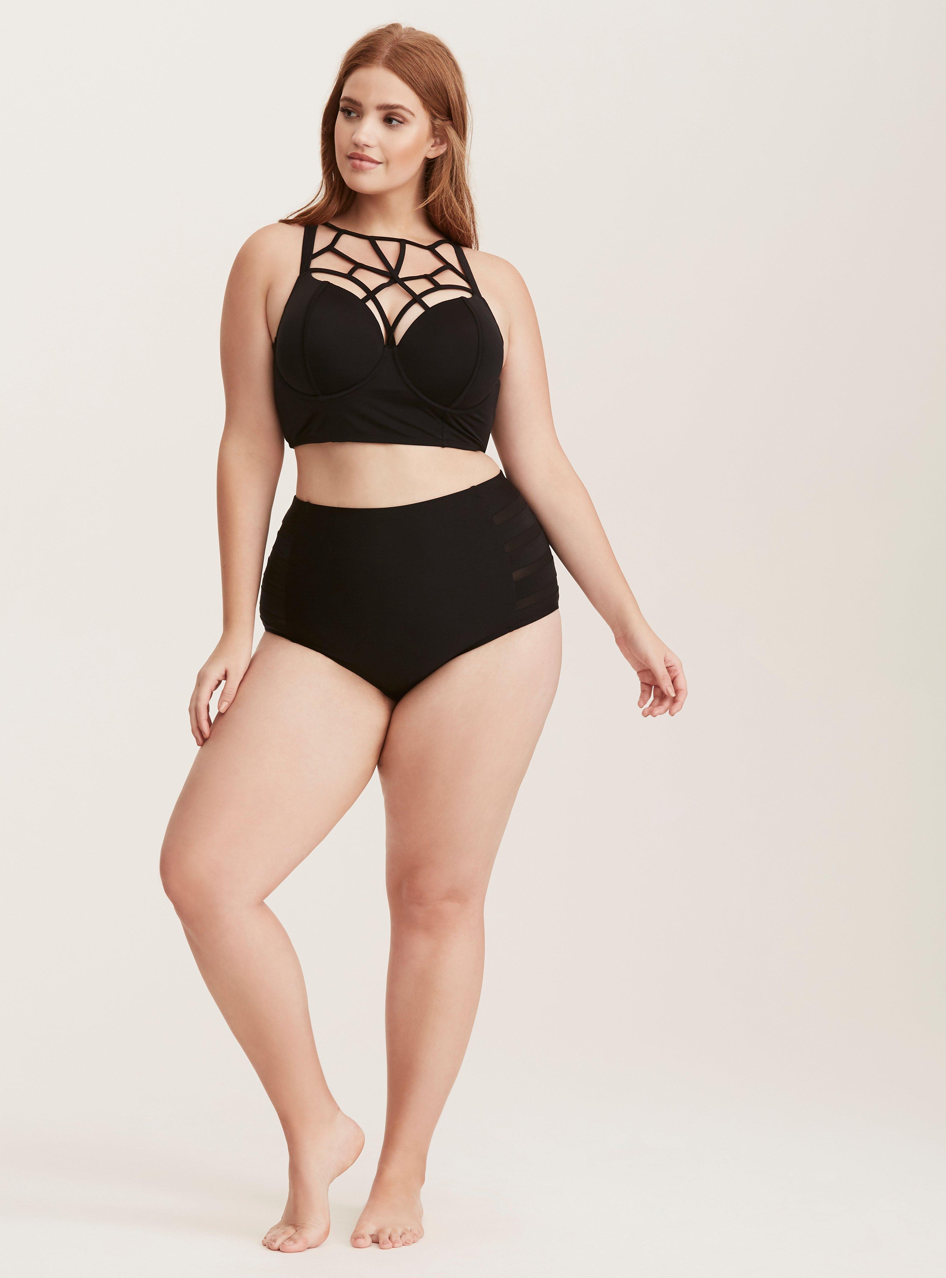 Plus Size - Black Caged Push-Up Balconette Bikini Top - Torrid