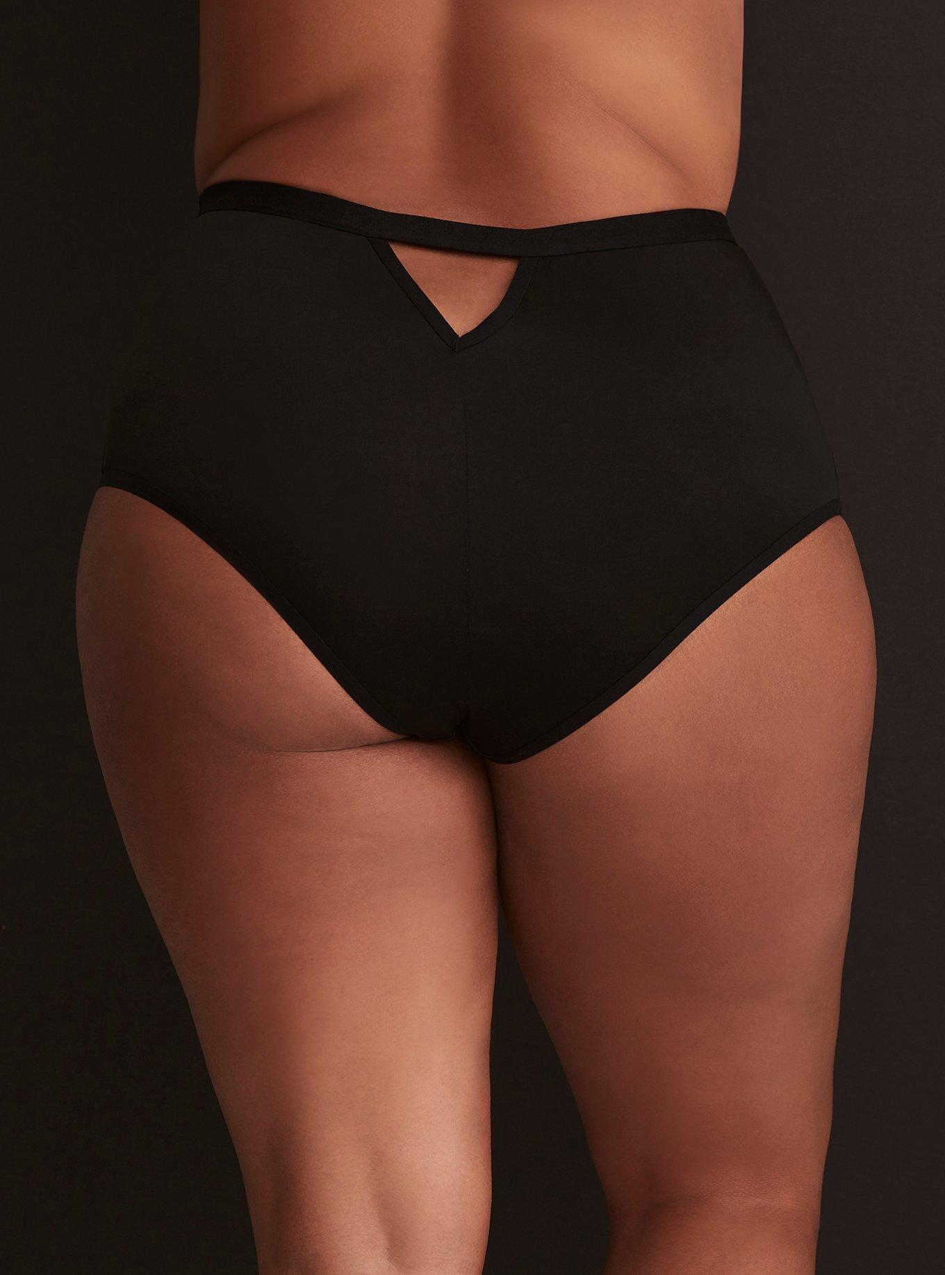 Plus Size Lace And Microfiber High-Rise Panty, LOTUS, alternate