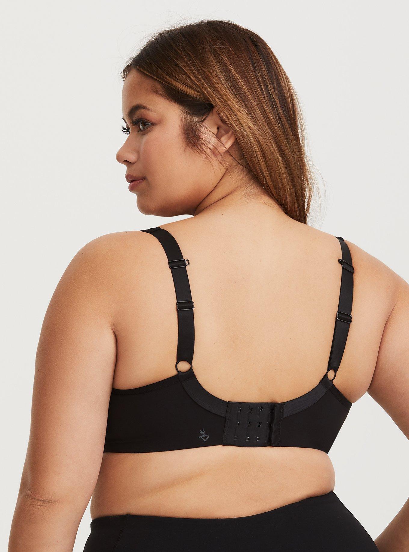 Plus Size Mid Impact Underwire Strappy Active Sports Bra, RICH BLACK, alternate