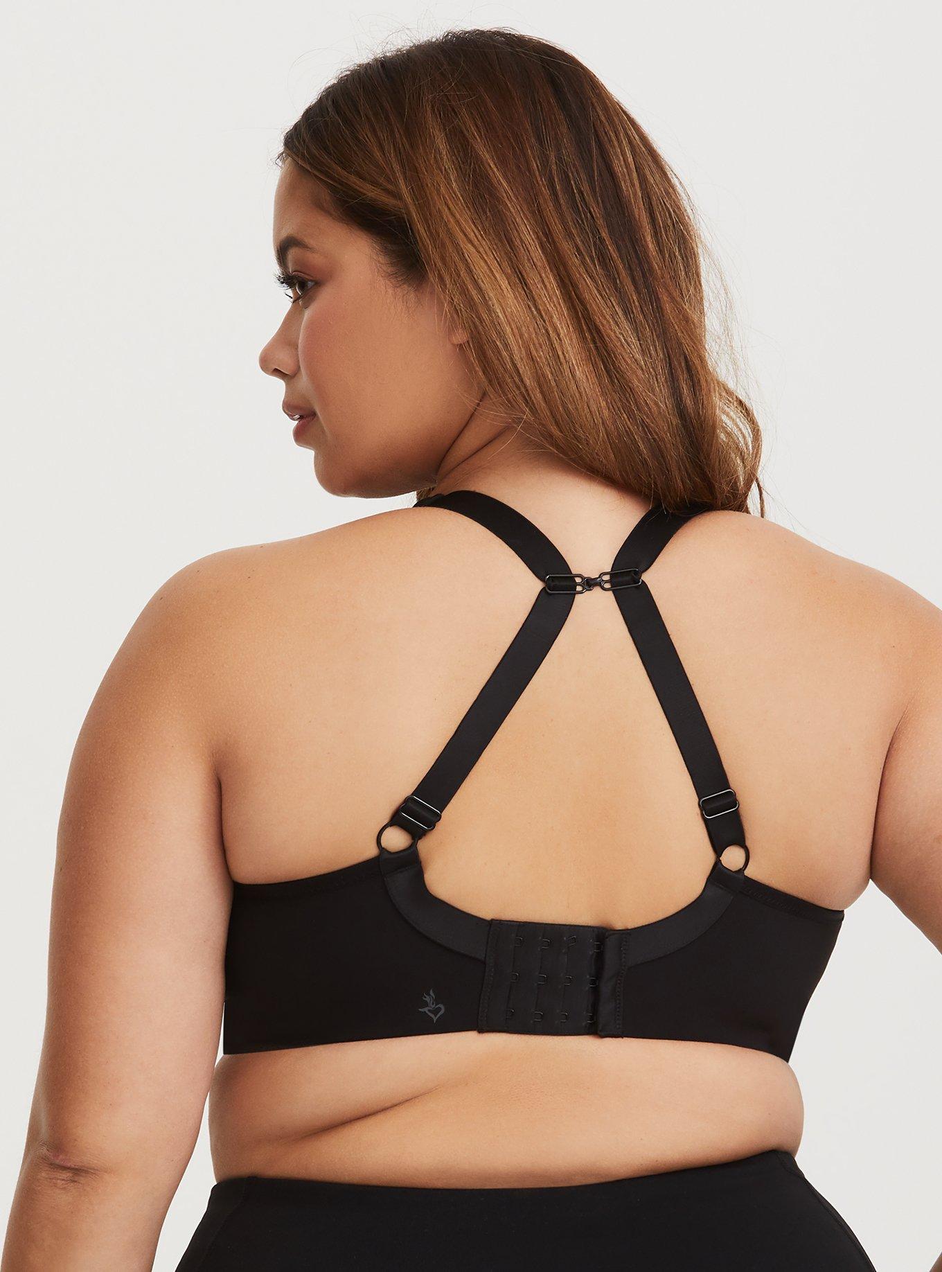 Plus Size Mid Impact Underwire Strappy Active Sports Bra, RICH BLACK, alternate