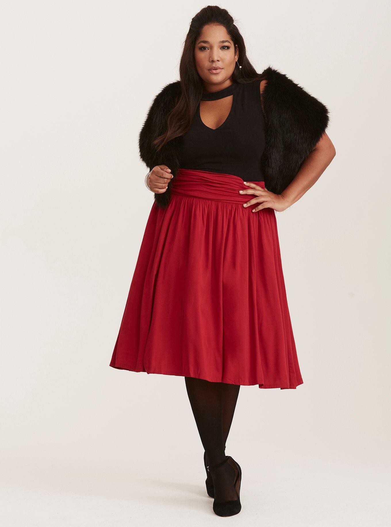 High waisted midi outlet skirt plus size