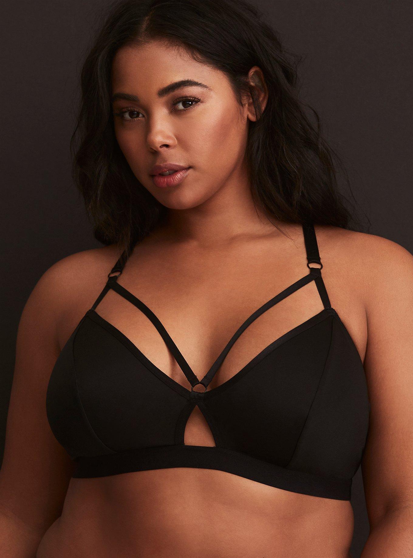 Plus Size - Black Microfiber & Lace Wireless Sleep Bralette - Torrid