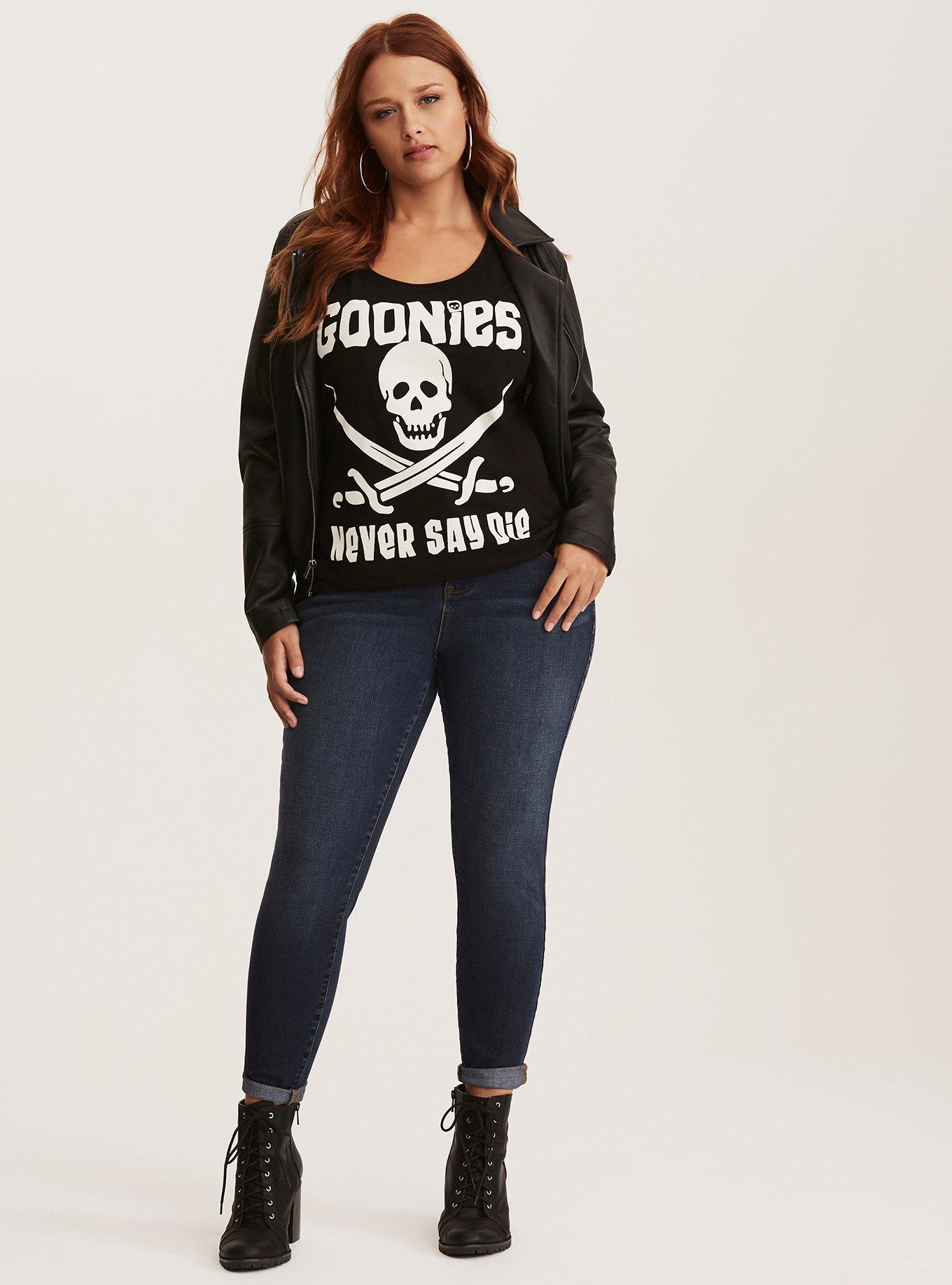 Plus Size Goonies Graphic Black Scoop Tee, DEEP BLACK, alternate