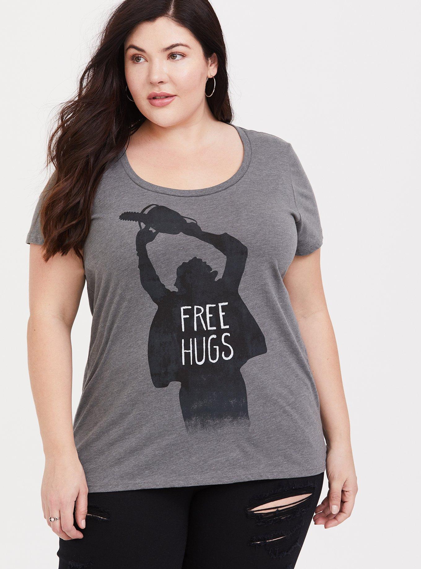 Texas Chainsaw Free Hugs Scoop Tee, MEDIUM HEATHER GREY, hi-res