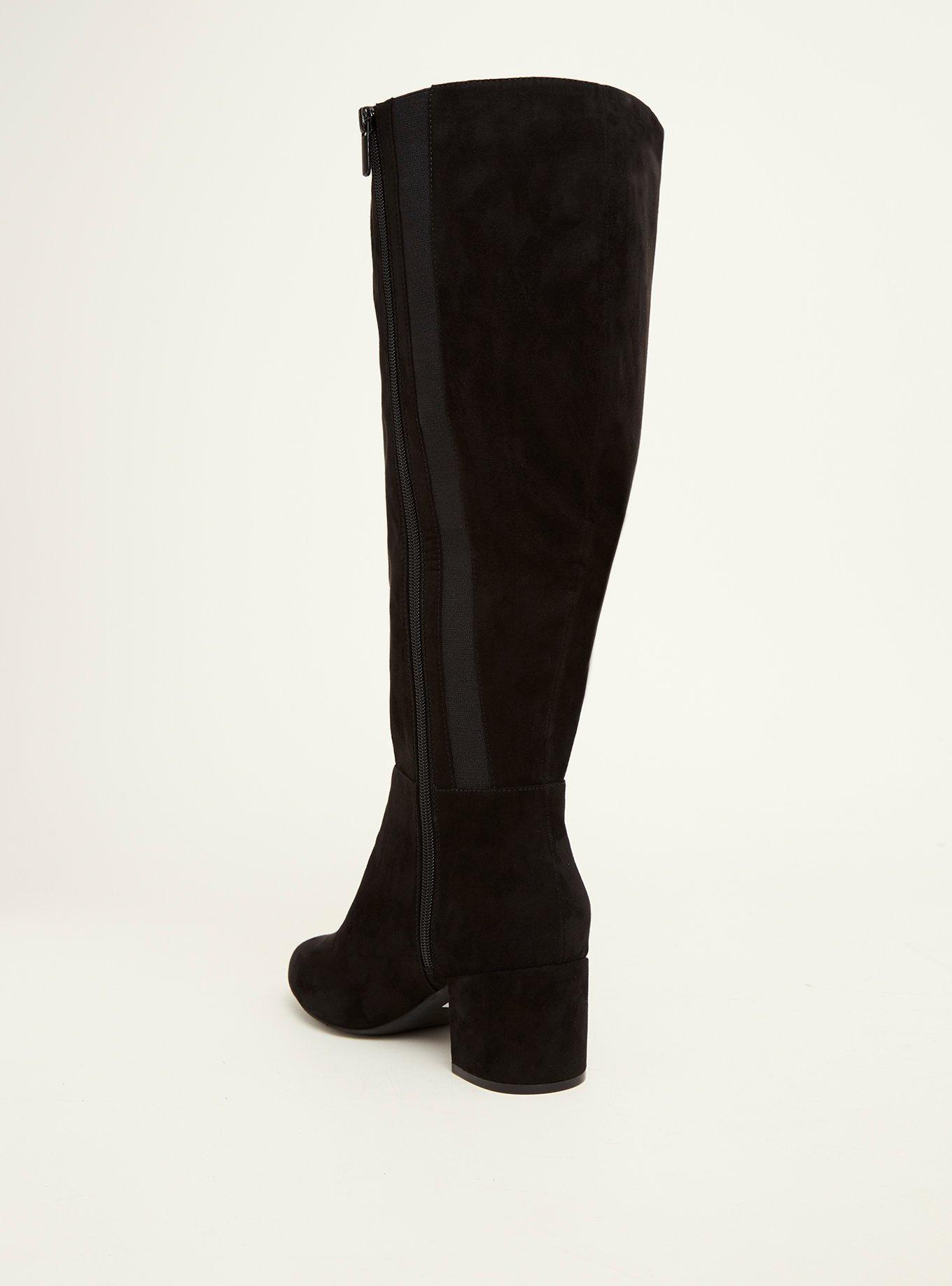 Plus Size Faux Suede Block Heel Knee High Boots Wide Width Wide Calf Torrid