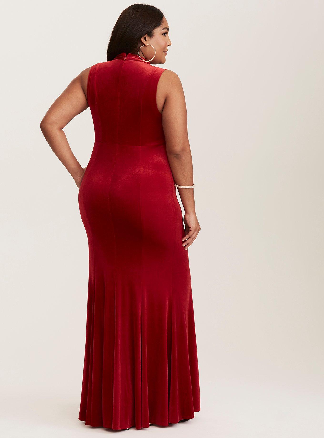 Plus Size - Special Occasion Red Velvet Cutout Gown (Short Inseam Now  Available) - Torrid