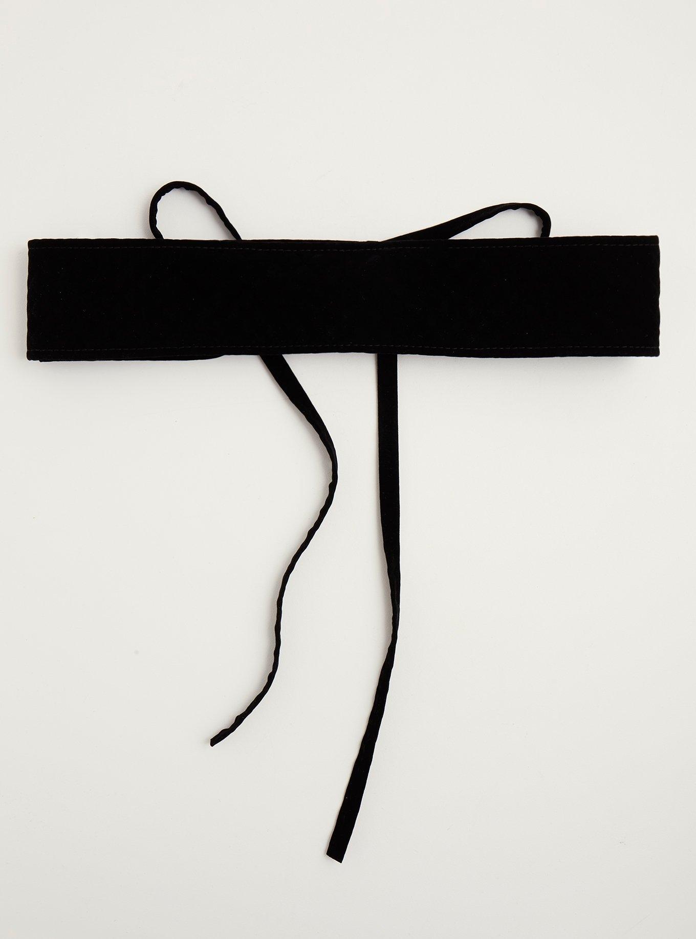Velvet Quilted Obi Belt, BLACK, alternate