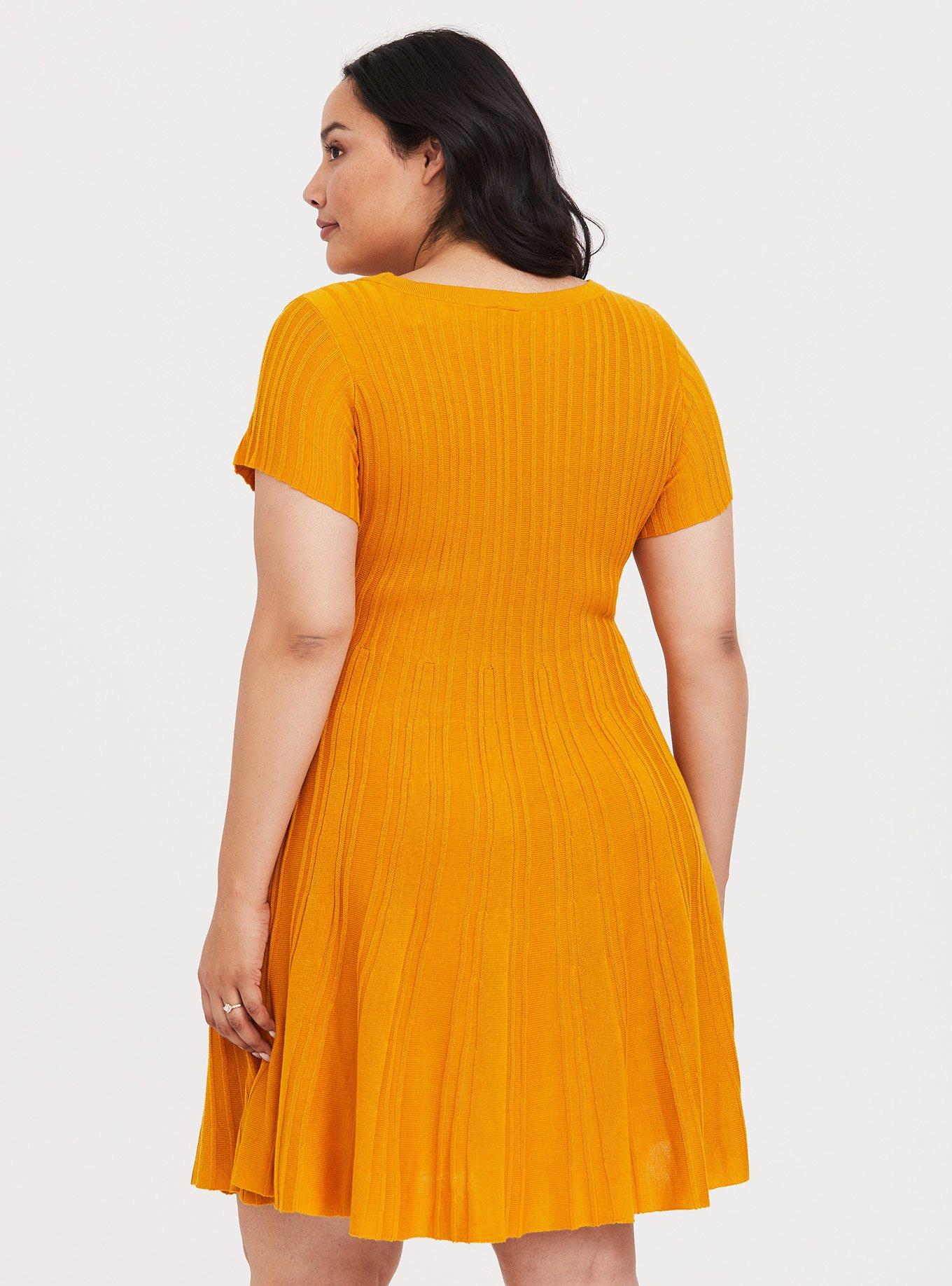 Mini Sweater Skater Dress, GOLDEN YELLOW, alternate