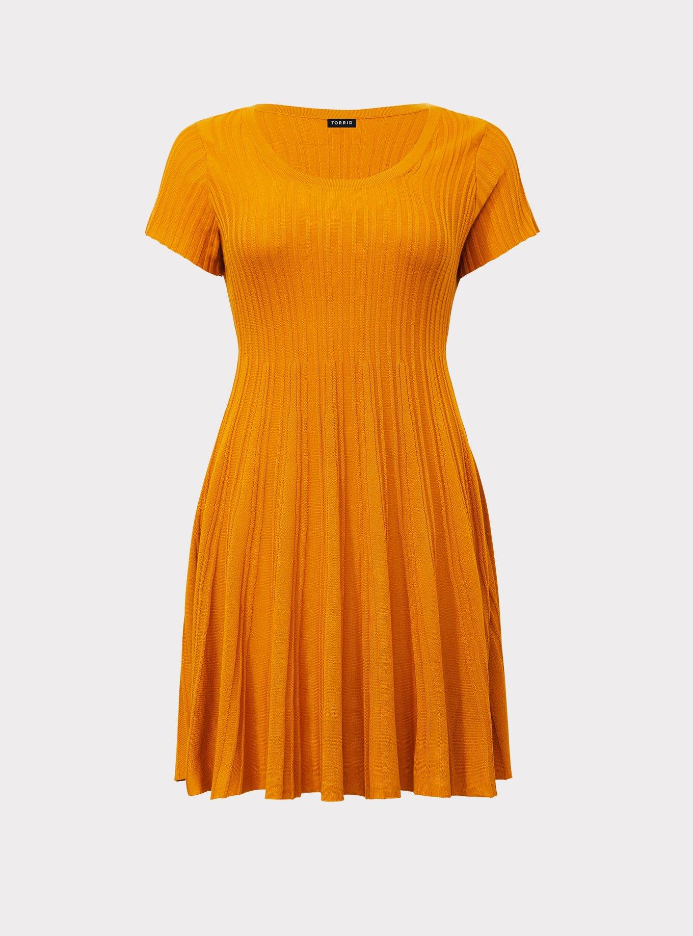 Mini Sweater Skater Dress, GOLDEN YELLOW, hi-res