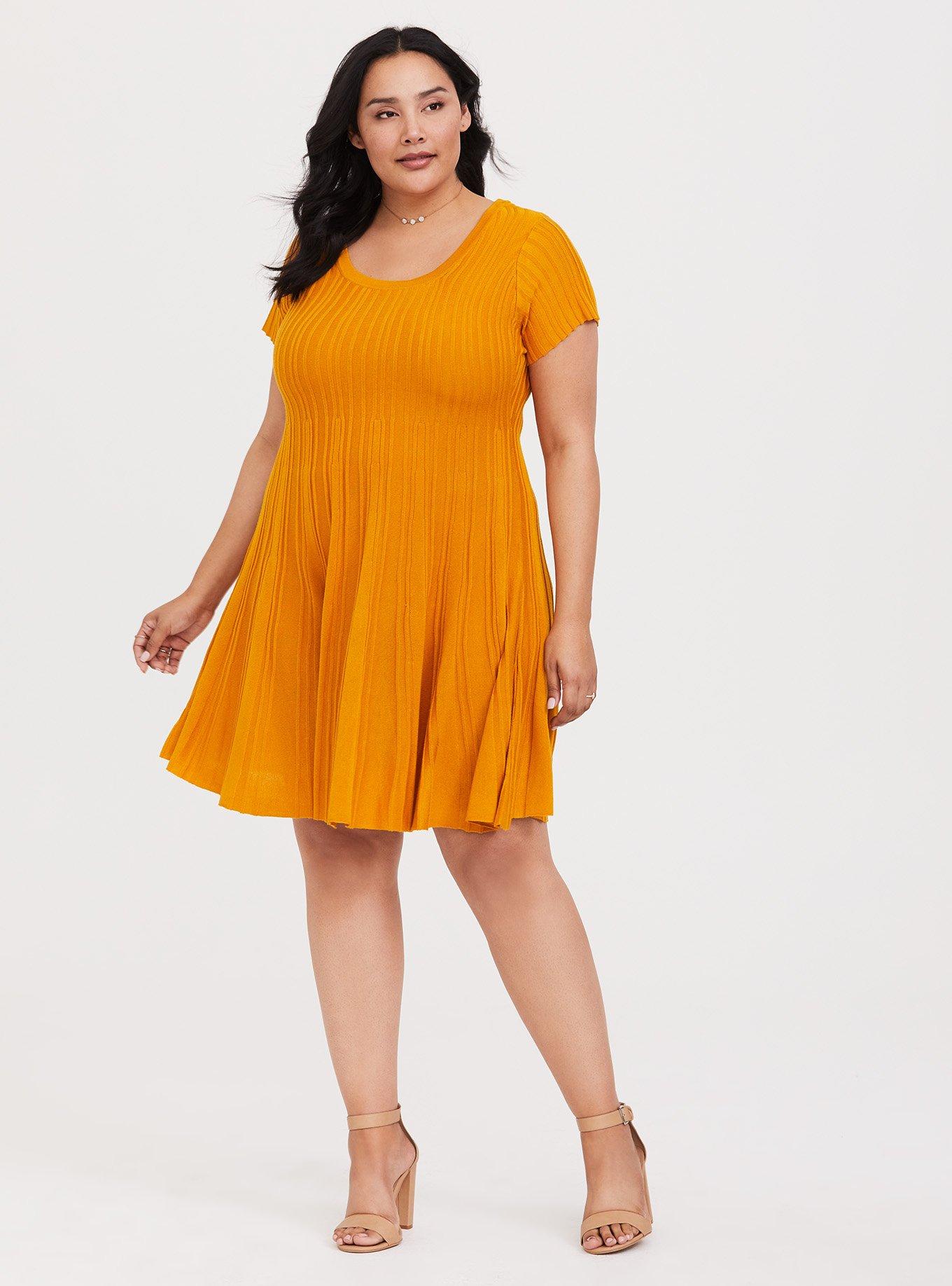 Mini Sweater Skater Dress, GOLDEN YELLOW, hi-res