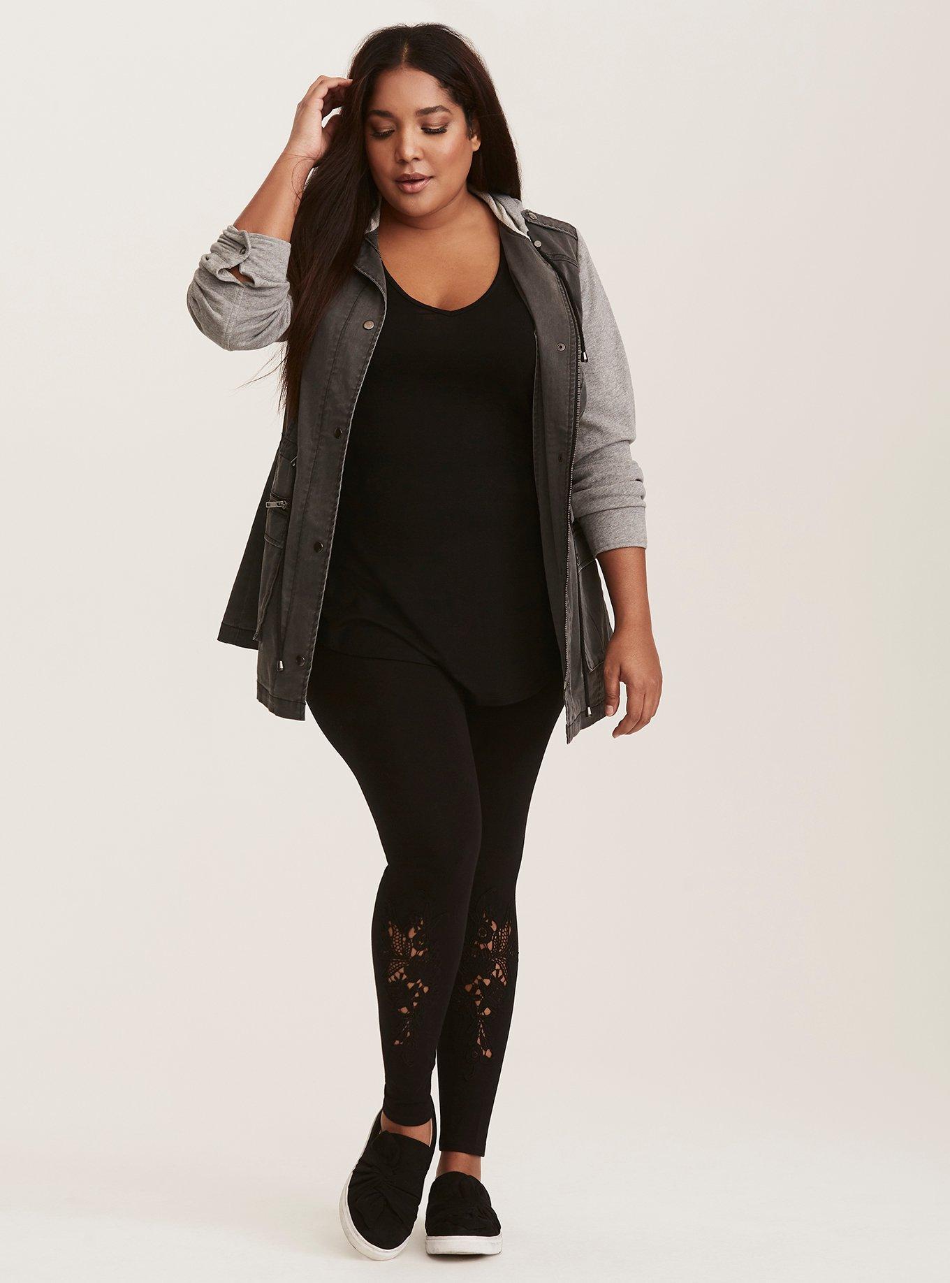 Plus Size - Black Lace Inset Legging - Torrid