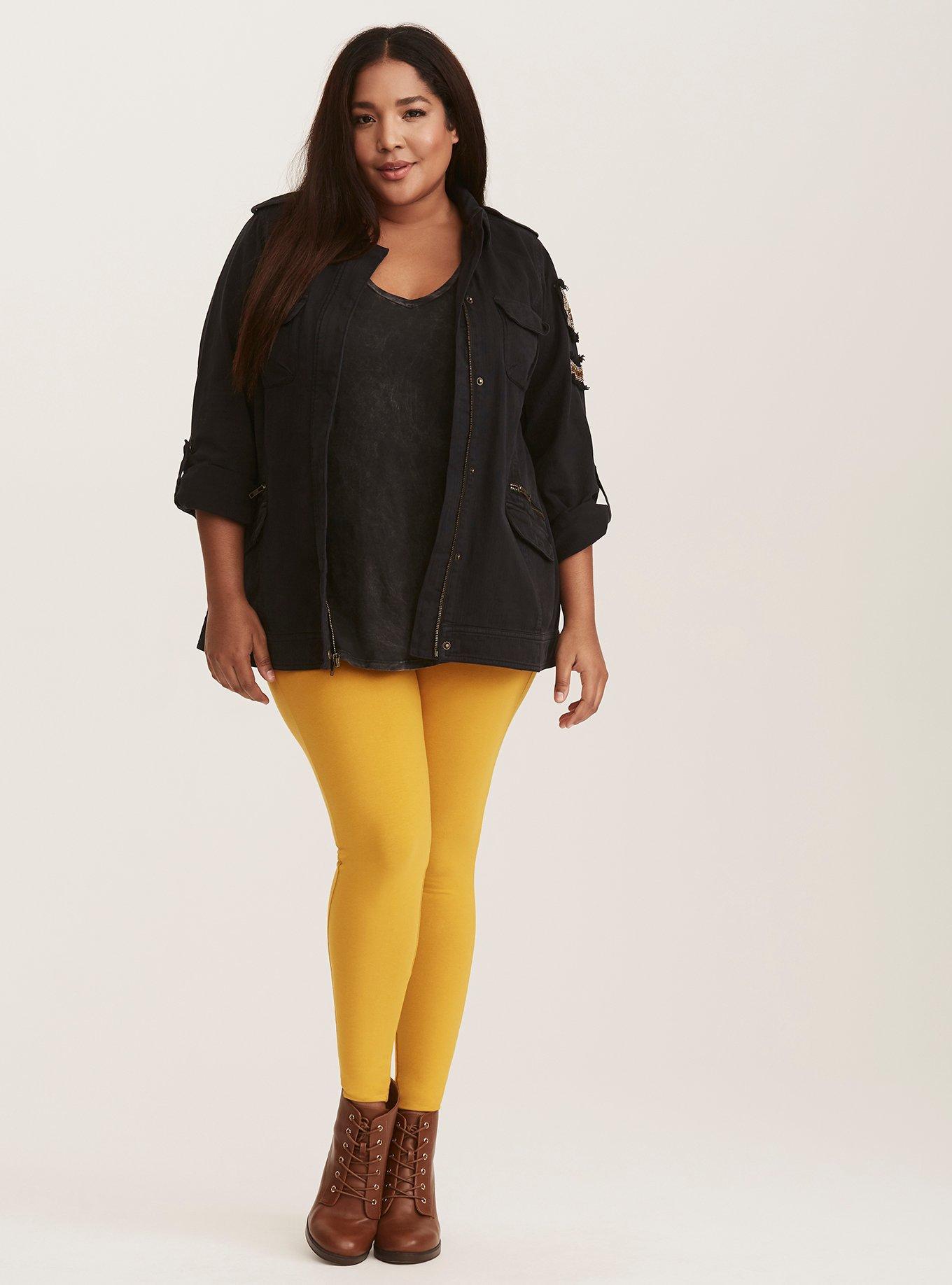 Plus Size Marigold Yellow Full Length Premium Leggings, YELLOW, alternate