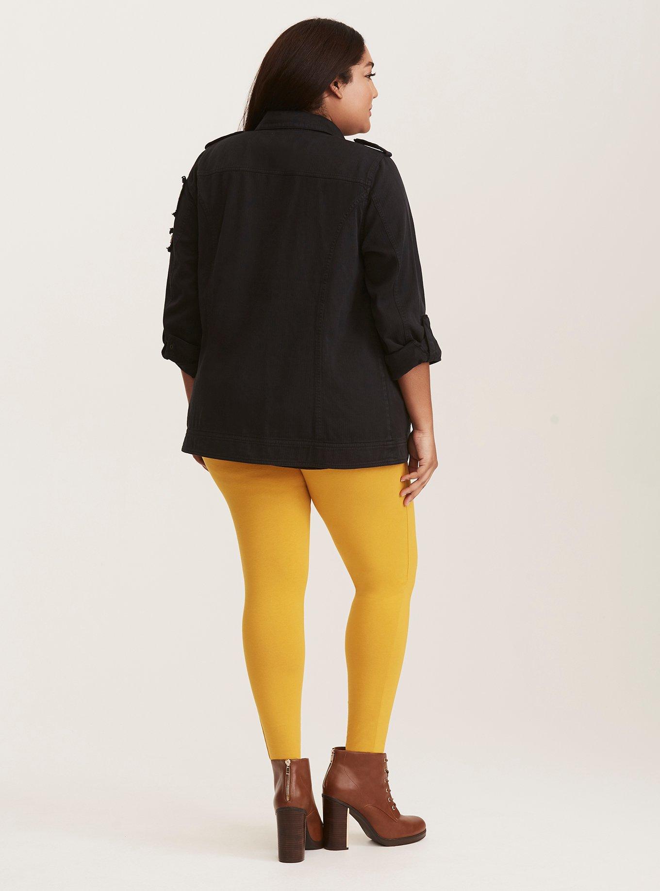 EVERYDAY BASIC COTTON PLUS SIZE LEGGINGS IN MUSTARD