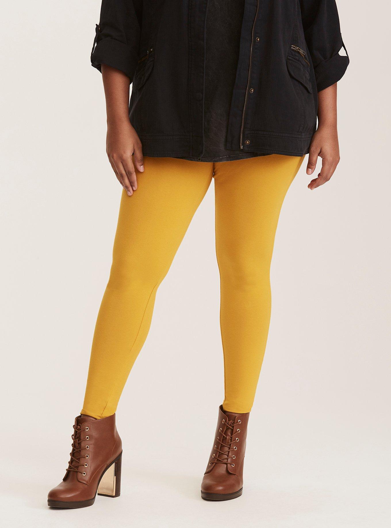 Buy Plus Size Store Women Yellow Cotton Leggings (46) Online at