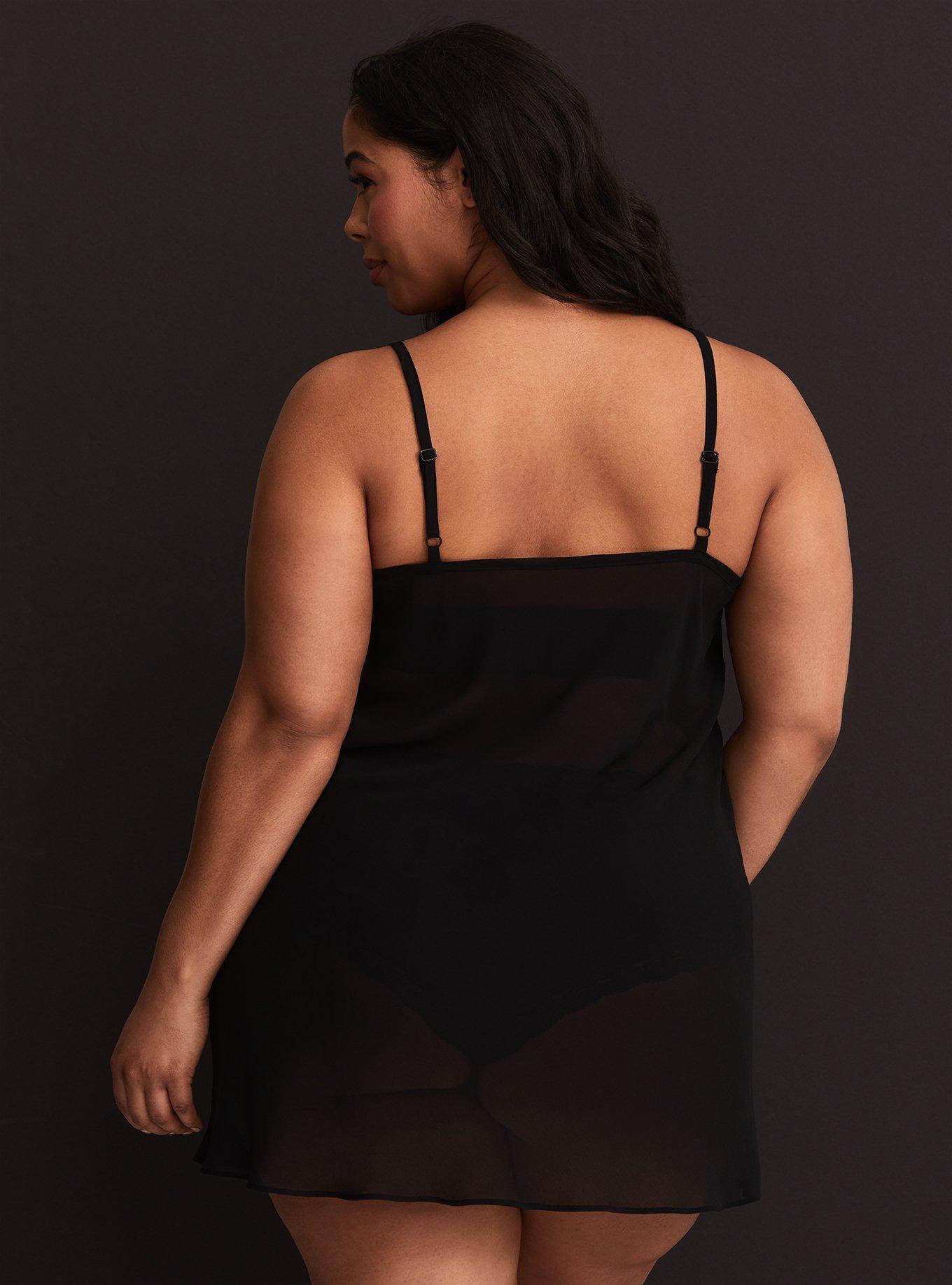 Chiffon And Lace Slip, RICH BLACK, alternate