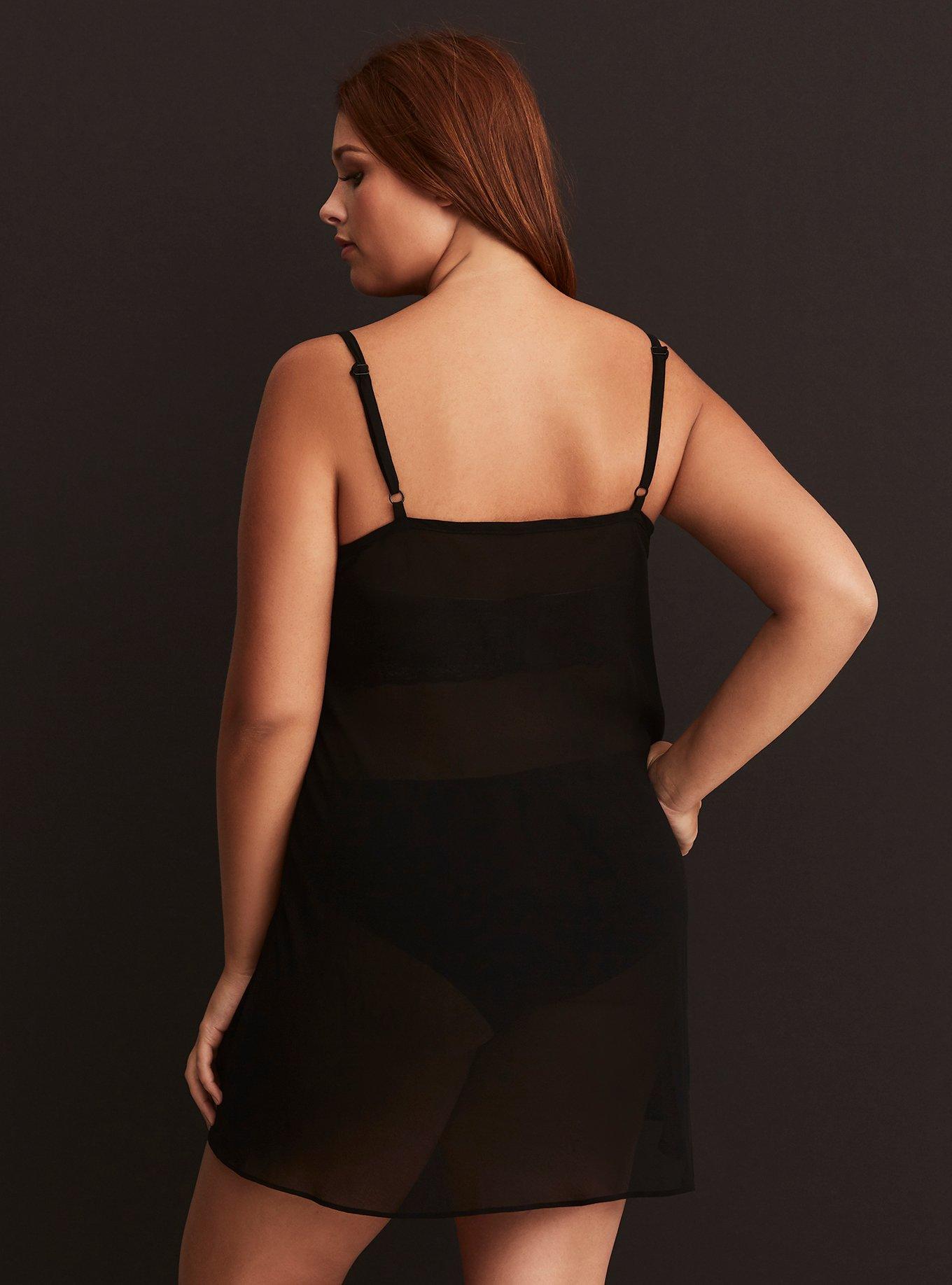 Chiffon And Lace Slip, RICH BLACK, alternate
