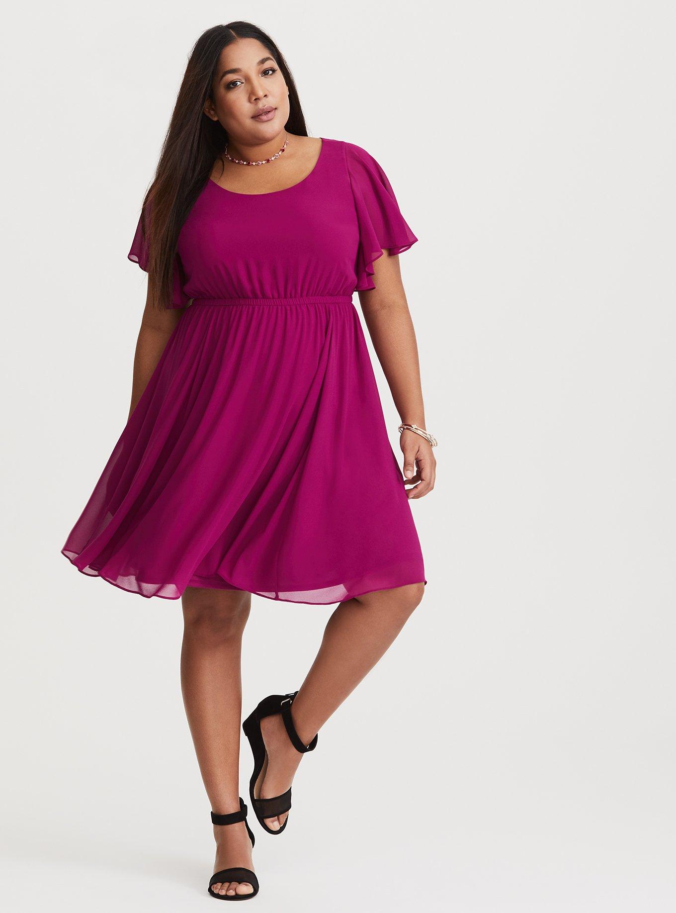 Plus Size - Mini Chiffon Skater Dress