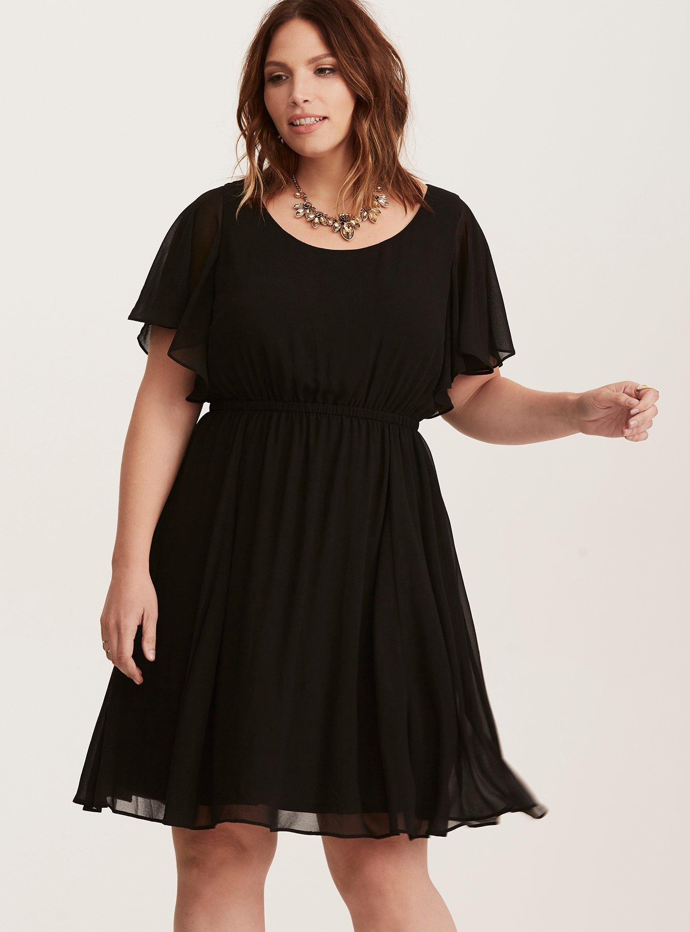 Plus Size Mini Chiffon Skater Dress, , hi-res