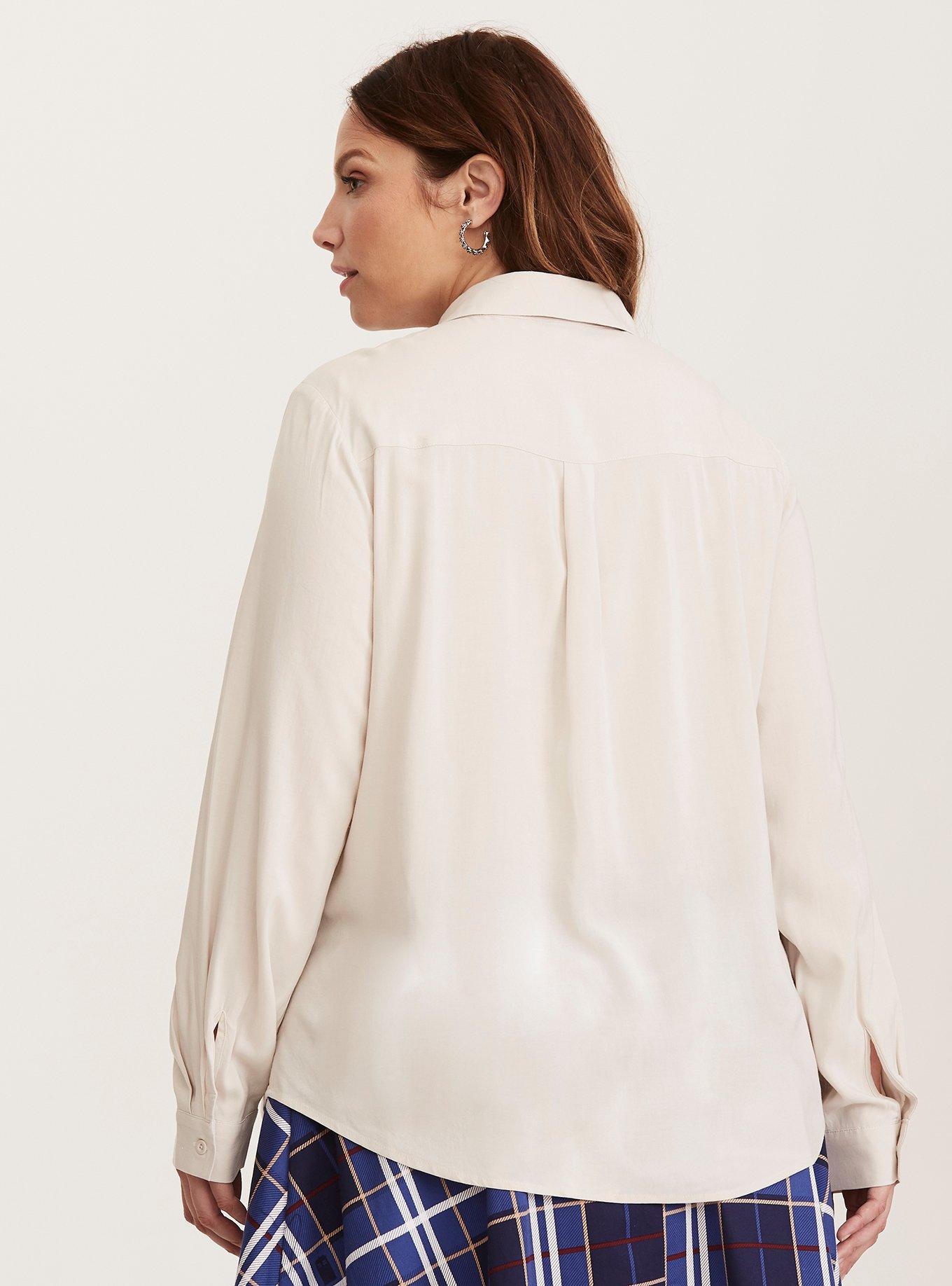 Plus Size Her Universe Doctor Who Plaid Tie Neck Blouse, BRIGHT WHITE, alternate