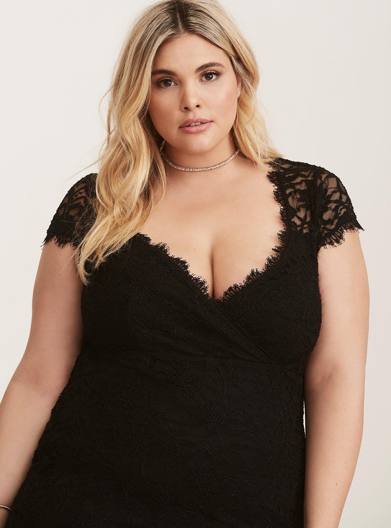 Special Occasion Black Lace Cutout Back Skater Dress