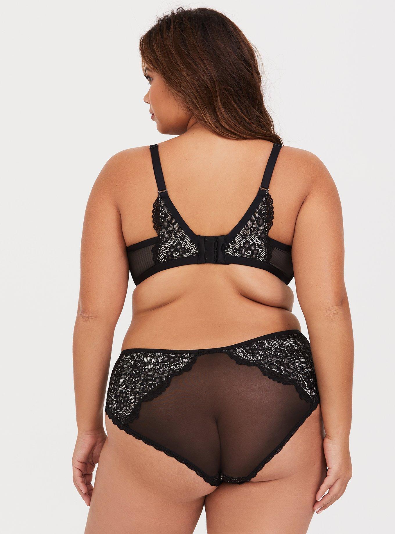 Plus Size XO Plunge Push-Up Bra, RICH BLACK, alternate