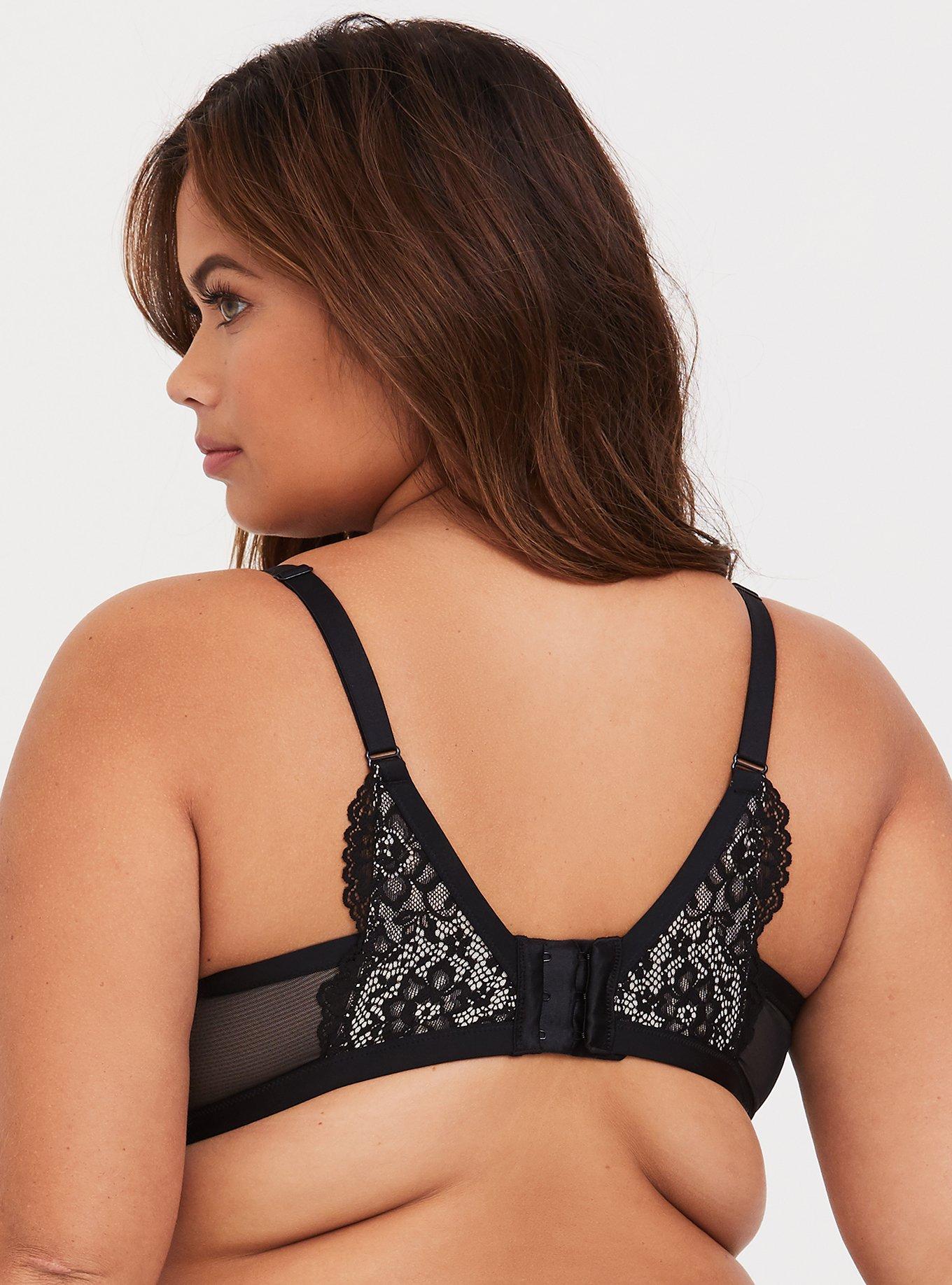 Plus Size XO Plunge Push-Up Bra, RICH BLACK, alternate