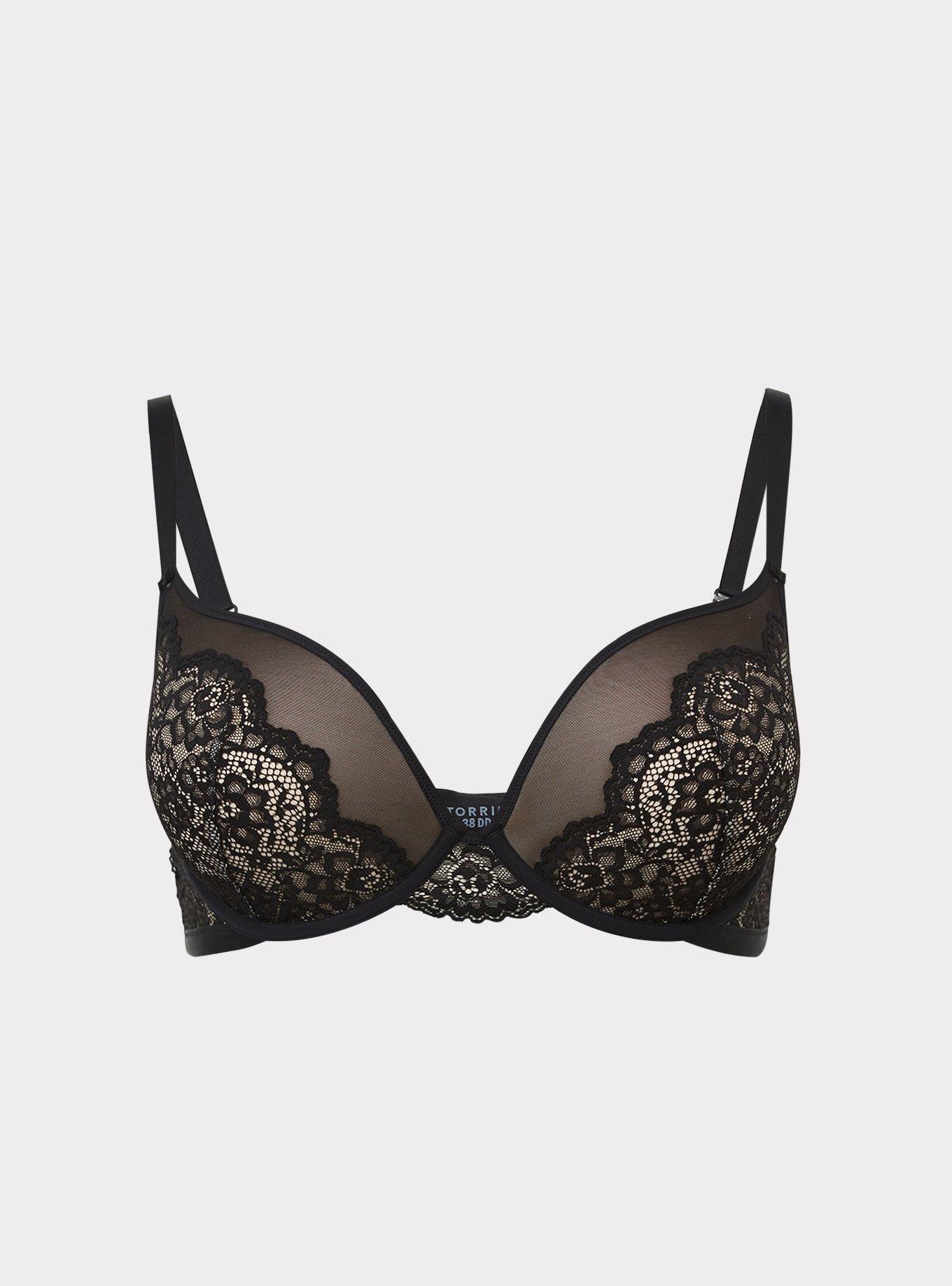 Women's Stunning Push-up Bra With Lace In Black Size 44dd 