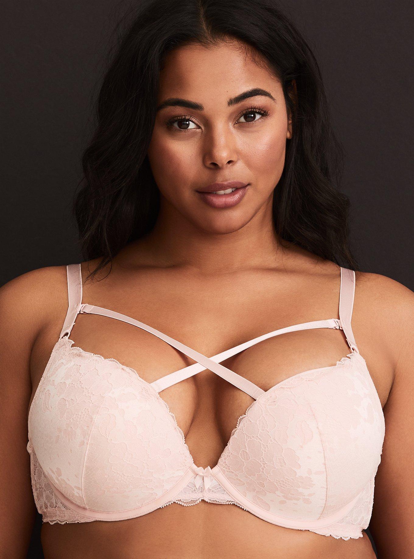 TORRID XO Plunge Push Up Strappy Lace Straight Back Bra