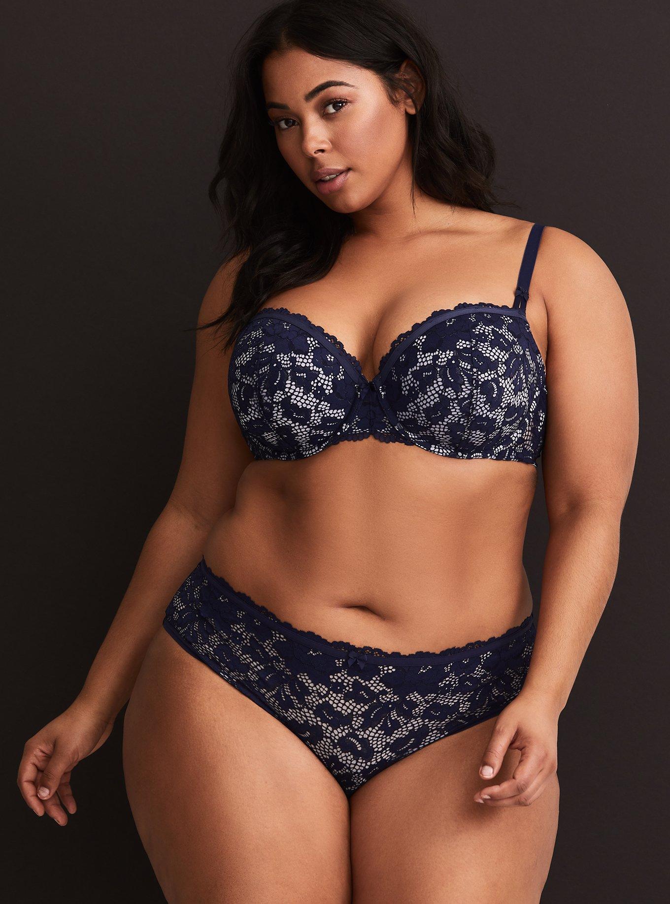 Deep Navy Lace Push-Up Demi Bra, NAVY, alternate