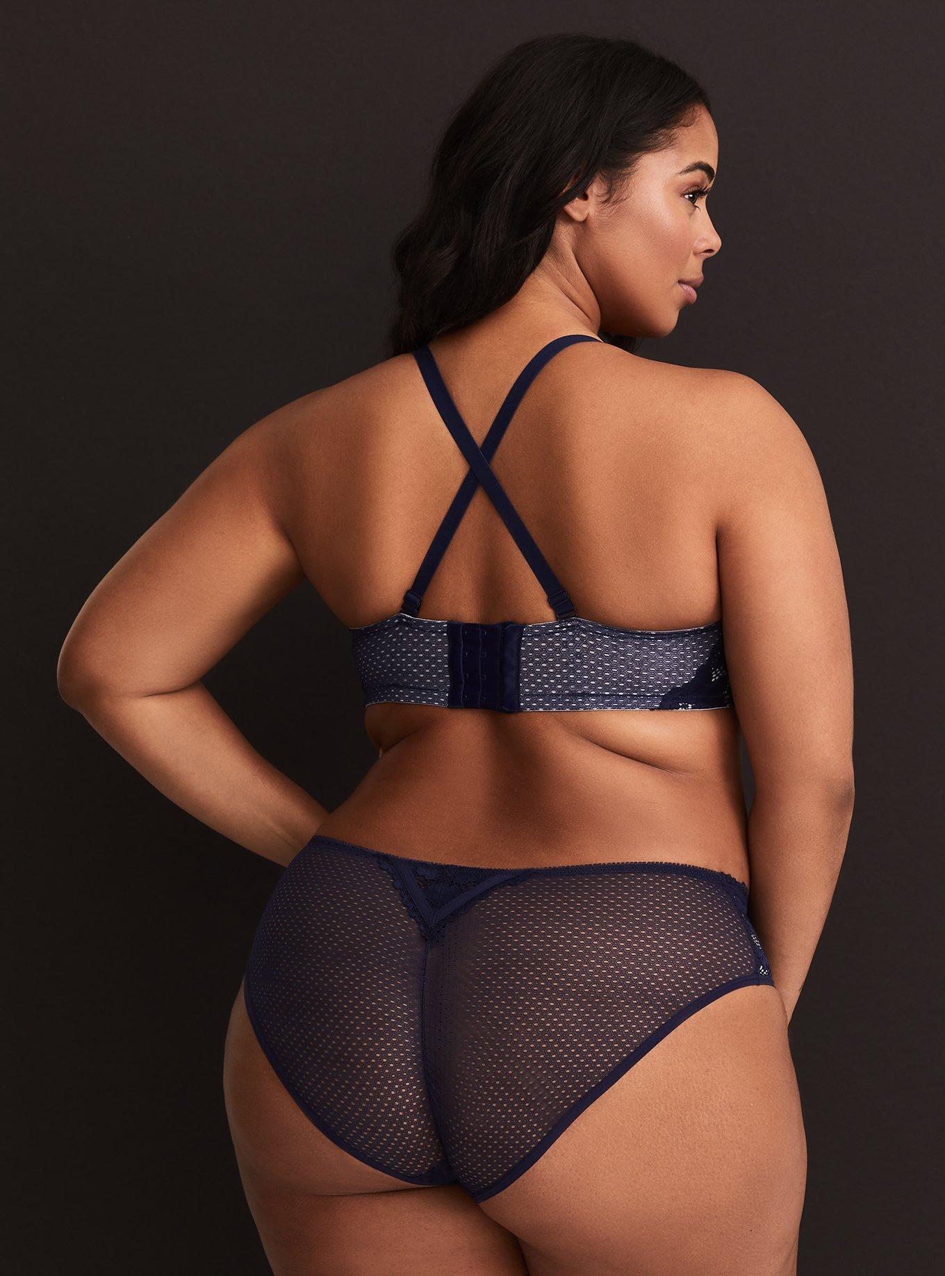 Deep Navy Lace Push-Up Demi Bra, NAVY, alternate