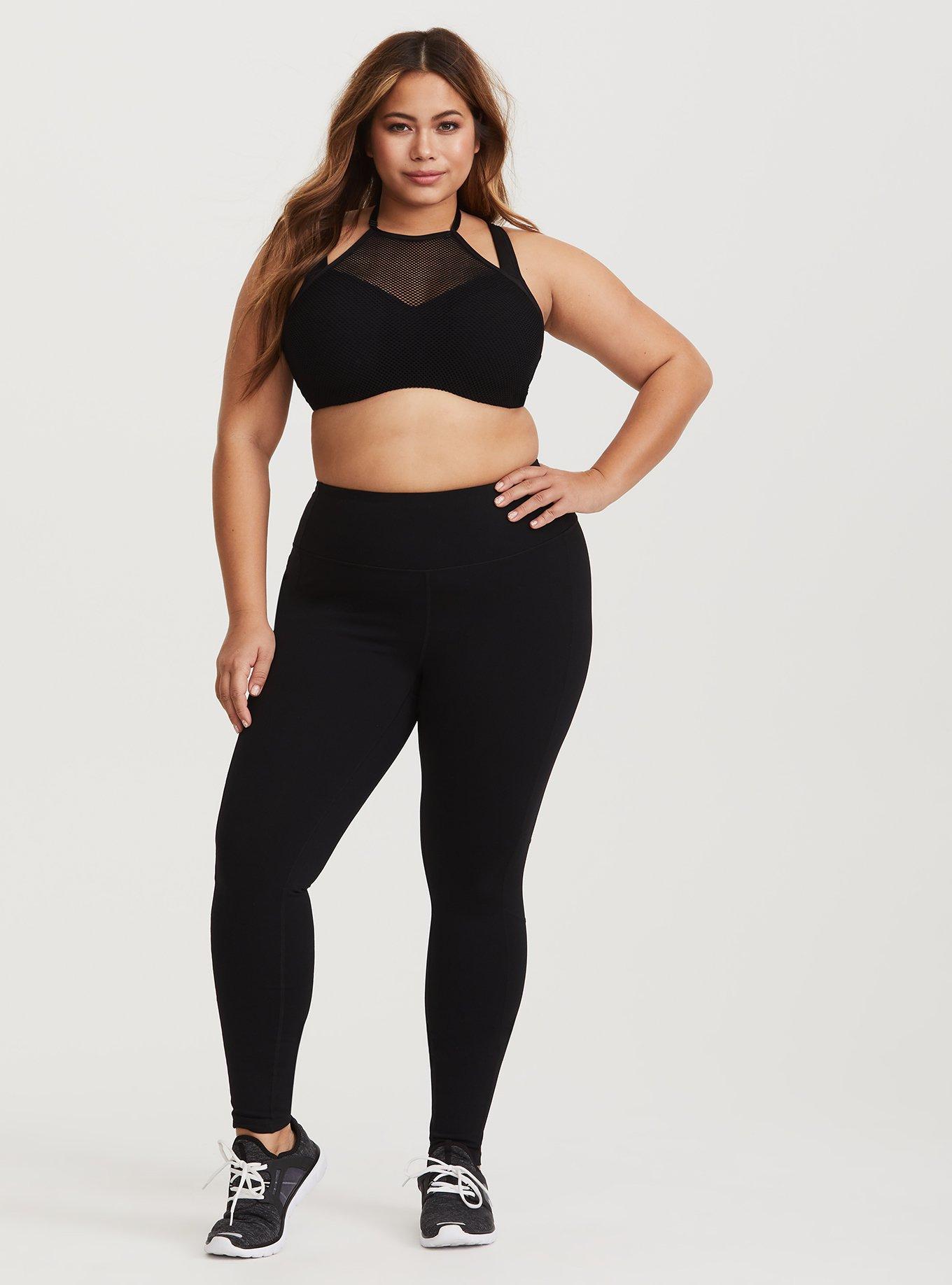 Black Mesh Underwire Sports Bra, RICH BLACK, alternate