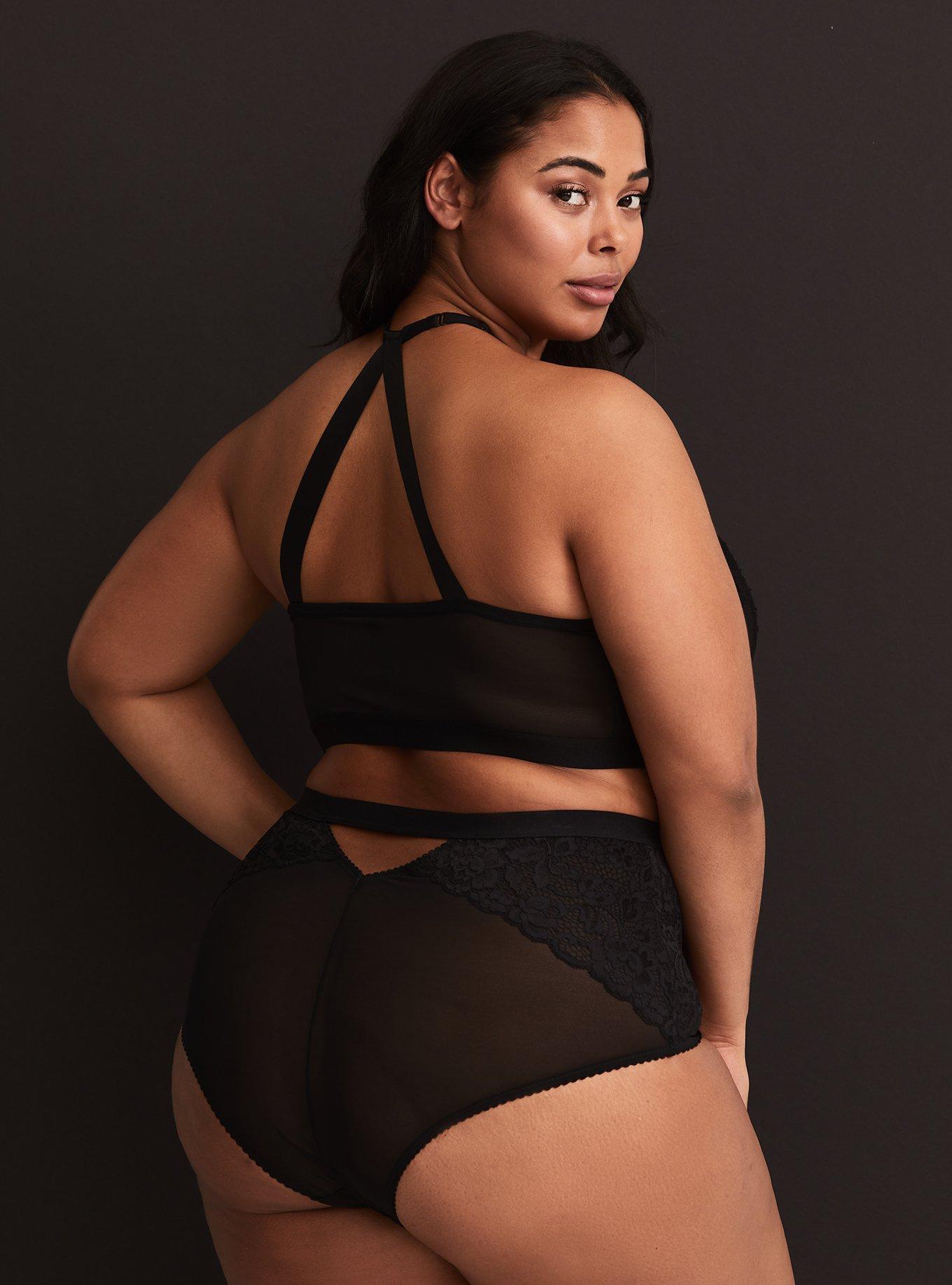 Plus Size - Crushed Velour Lace Triangle Bralette - Torrid