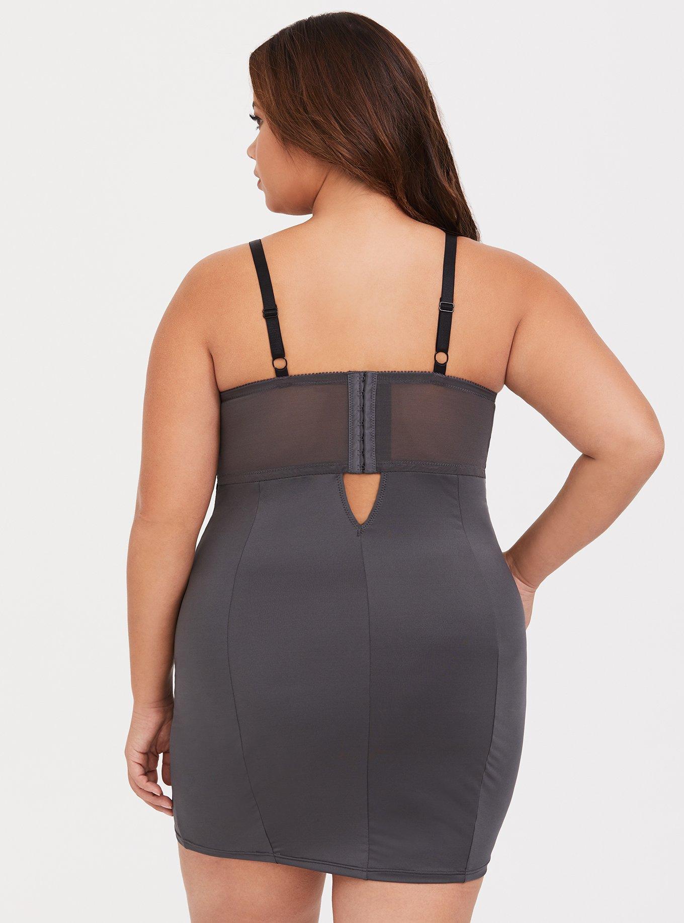 Grey Microfiber & Lace Strappy Underwire Chemise, MAGNET, alternate