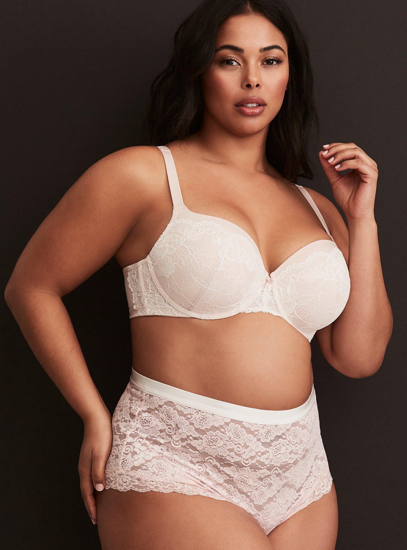 Light Pink Floral Lace Push-Up Balconette Bra, LIGHT PINK, alternate