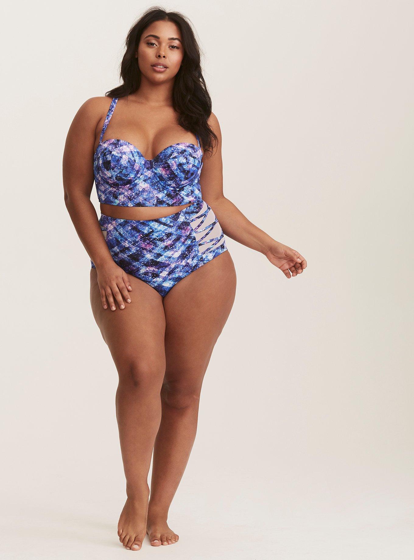 Underwire Push-Up Strapless Bikini Top, SPACE GEO, alternate