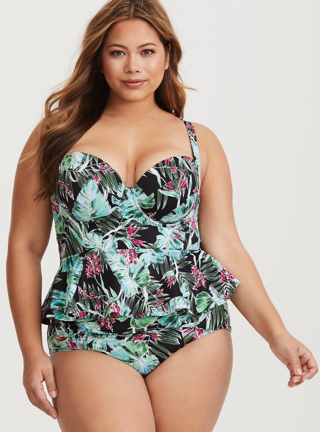 Plus Size - Underwire Push-Up Peplum Tankini - Torrid