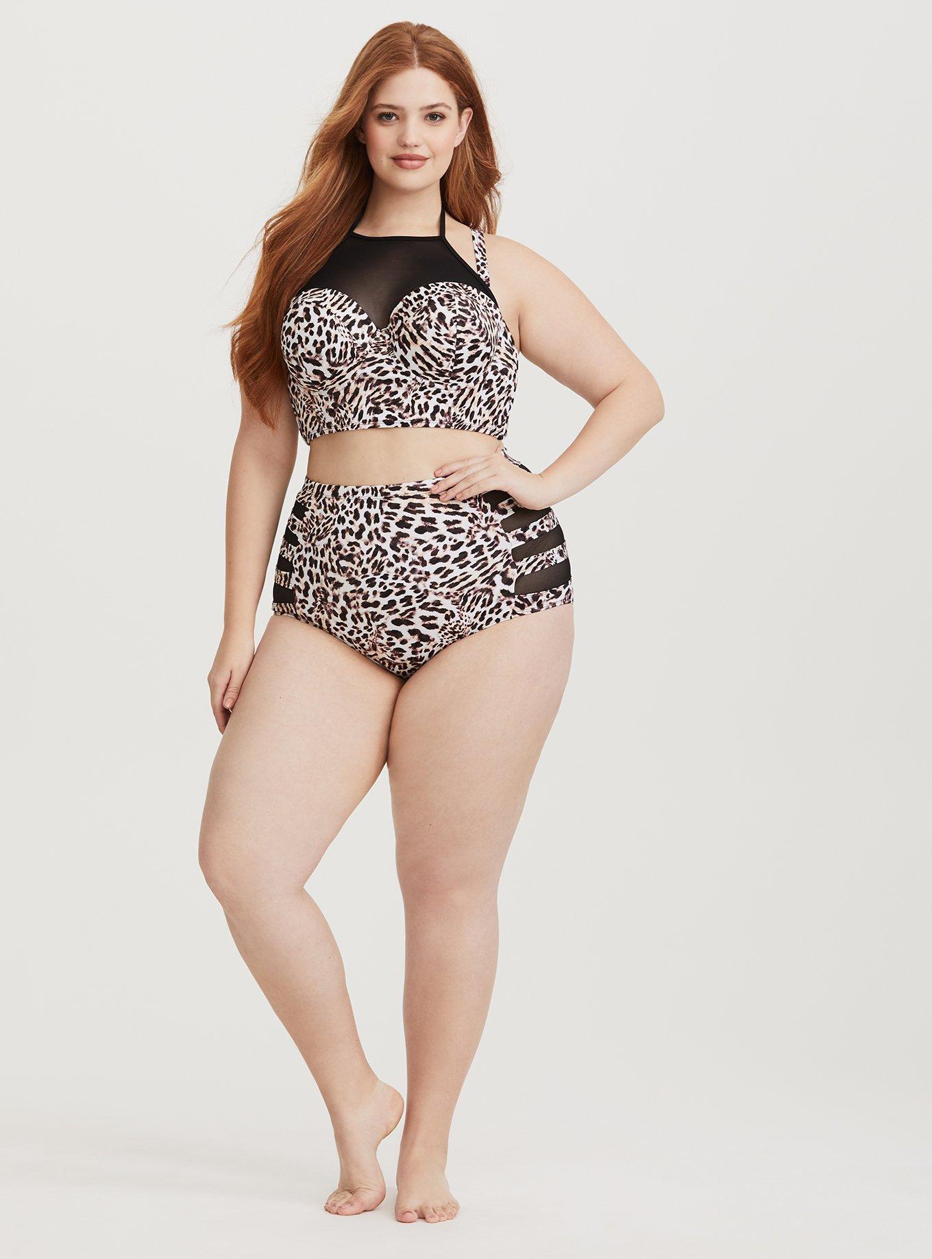 Leopard Push Up Cupped Bikini Top, Swimwear