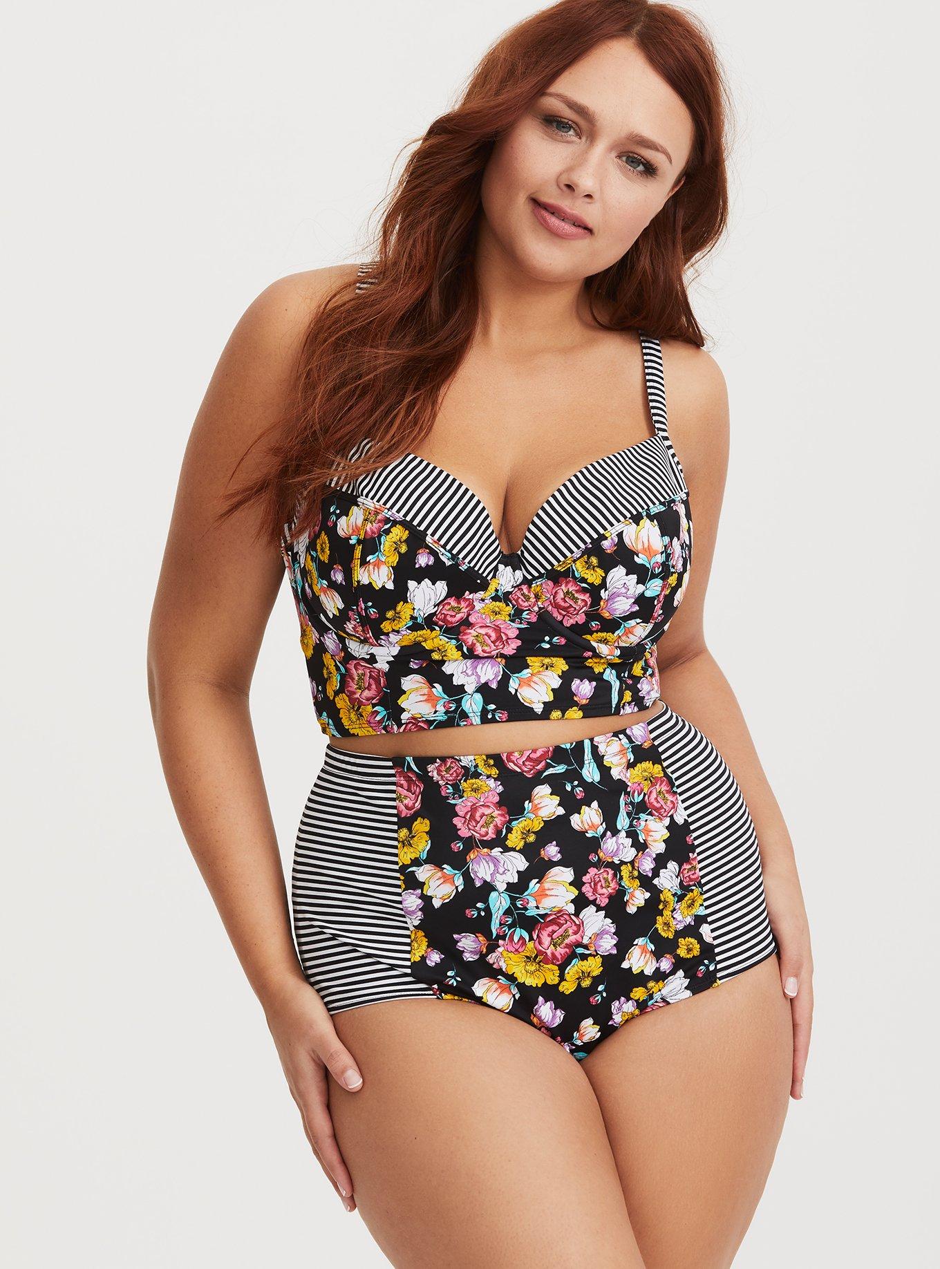 Plus Size Underwire Long Line Bikini Top, , hi-res