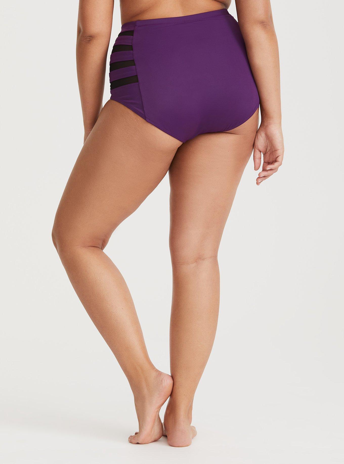 High-Rise Ladder Side Swim Bottom, PURPLE, alternate