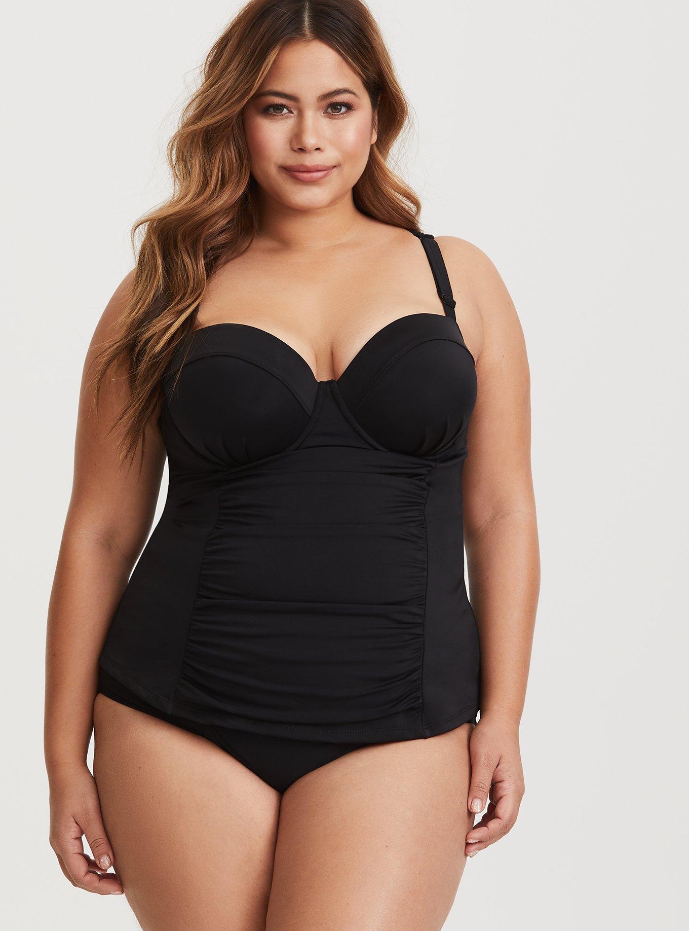 Plus Size Black Strappy Push Up Demi Tankini Torrid