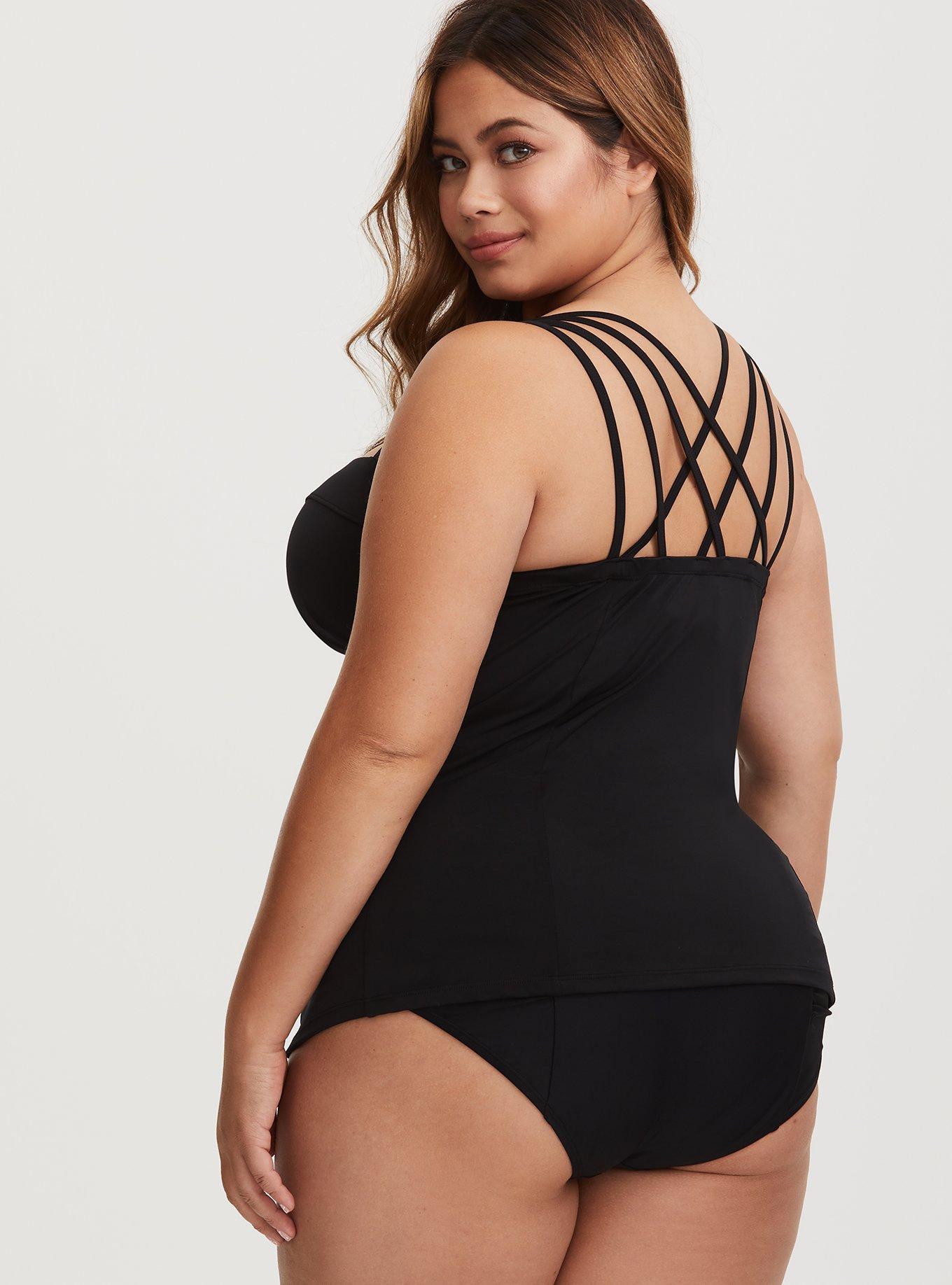 Plus Size - Black Lace Push-Up Strapless One-Piece Swimsuit - Torrid