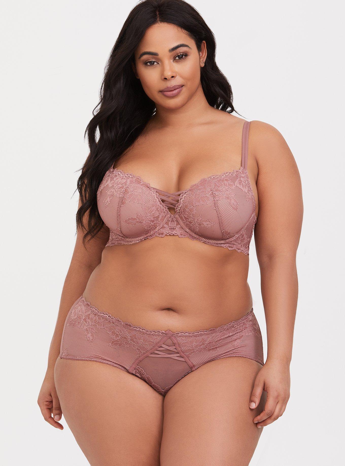 Microfiber And Mesh Cheeky Panty With Keyhole Back, DUSTY QUARTZ, alternate