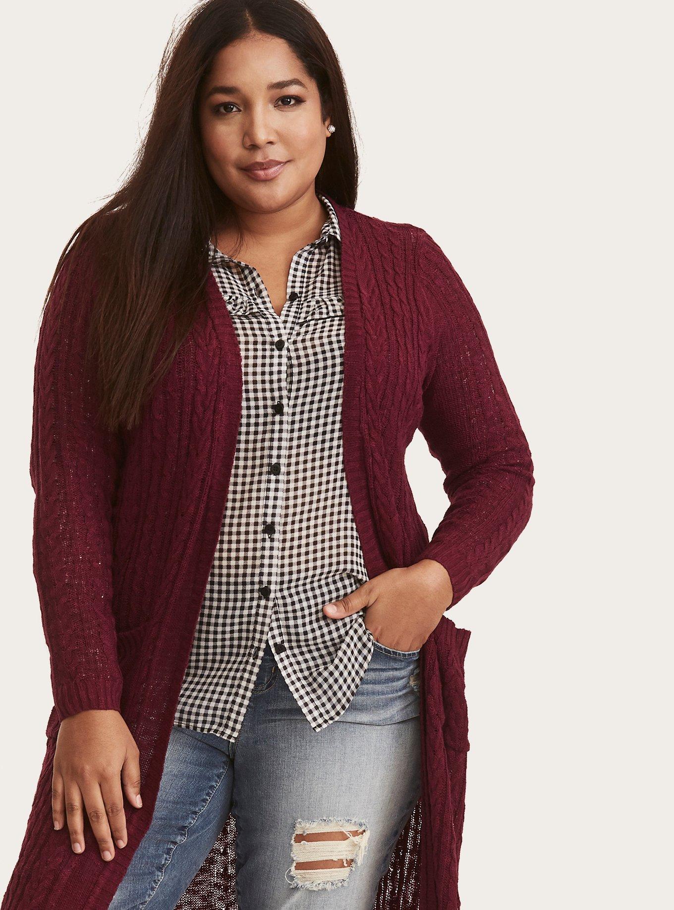 Duster Open Front Sweater, PURPLE, alternate