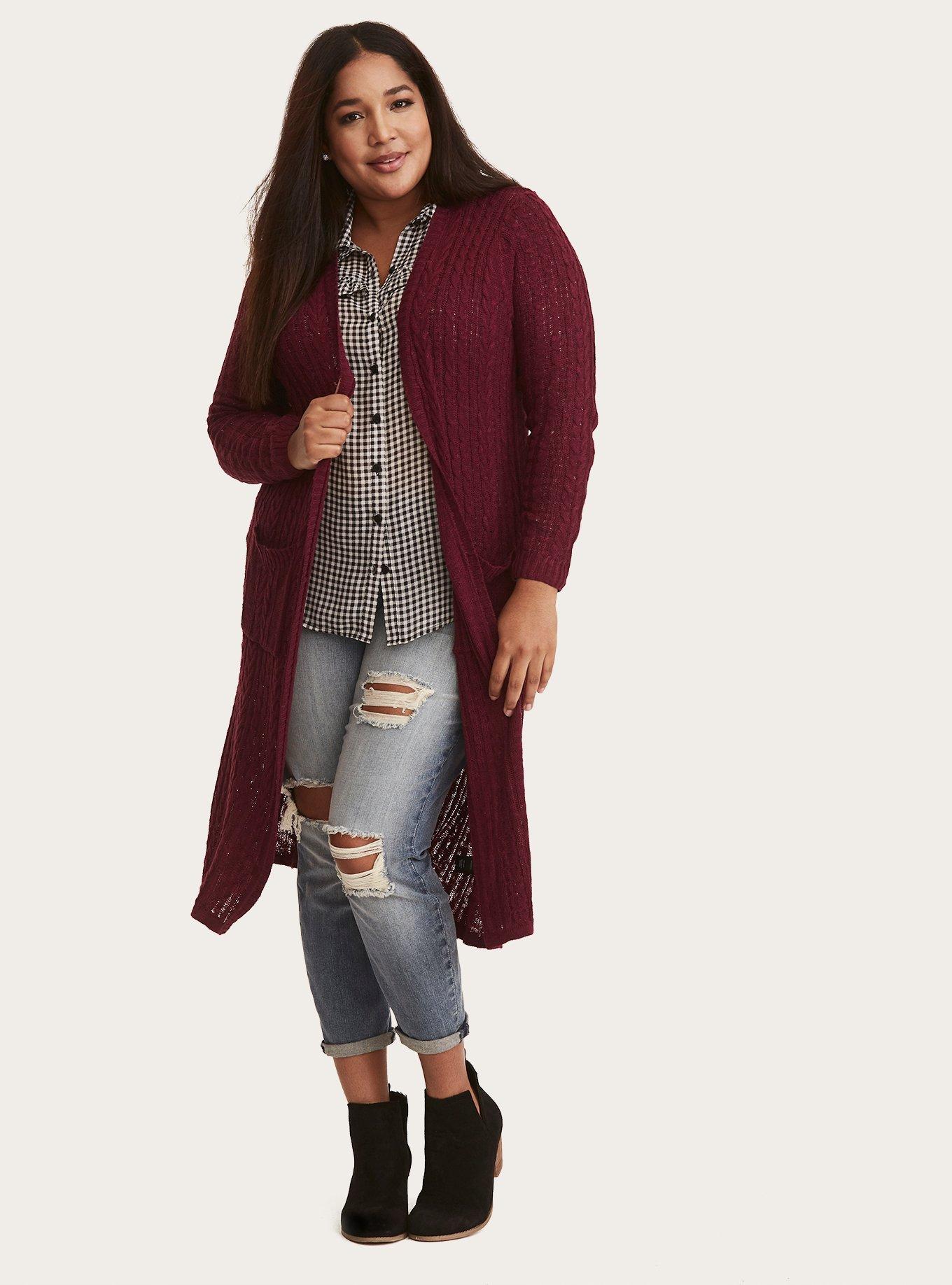 Duster Open Front Sweater, PURPLE, hi-res