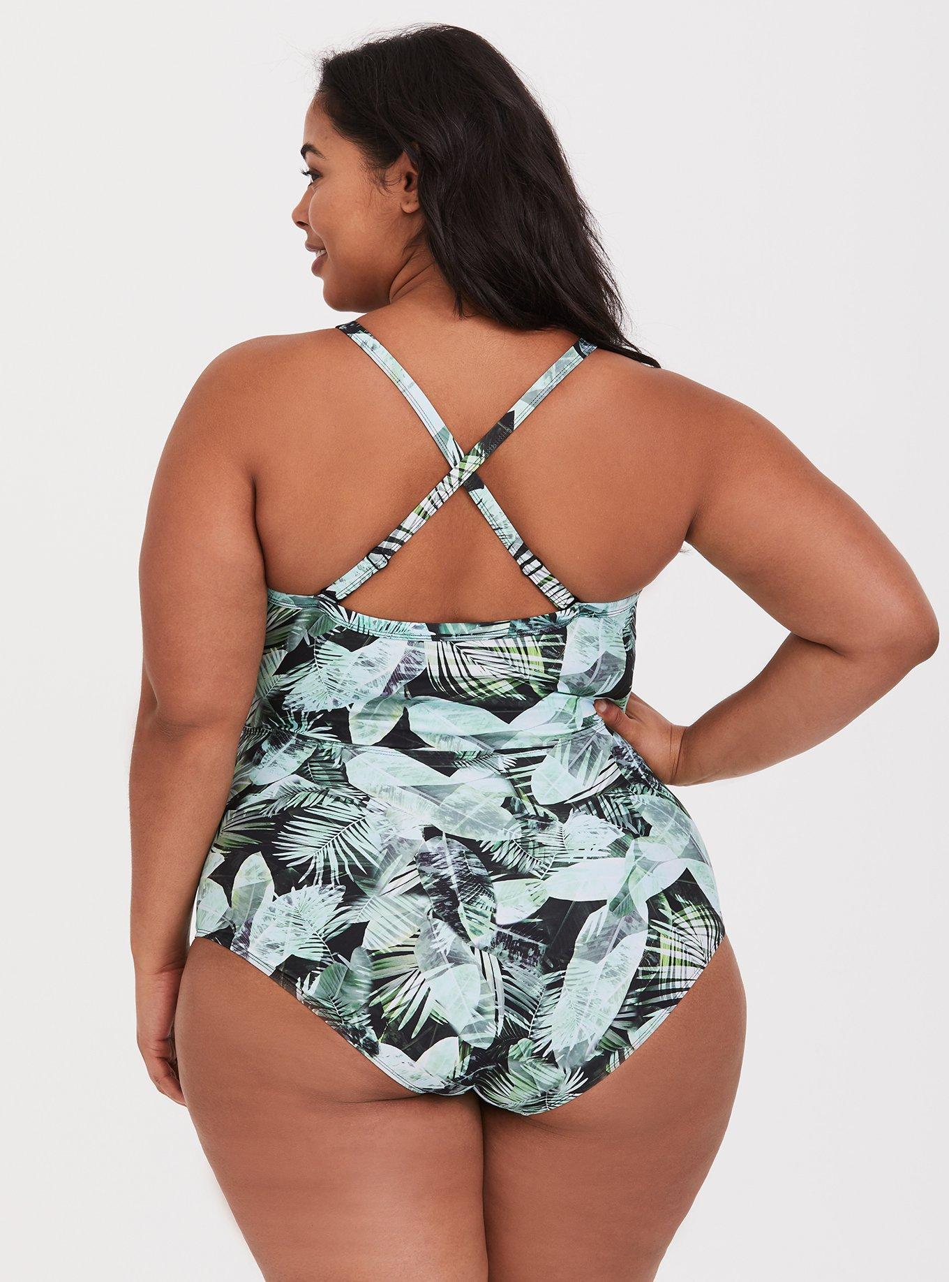 Plus Size - Slim Fix Wireless Lace-Up One Piece Swimsuit - Torrid