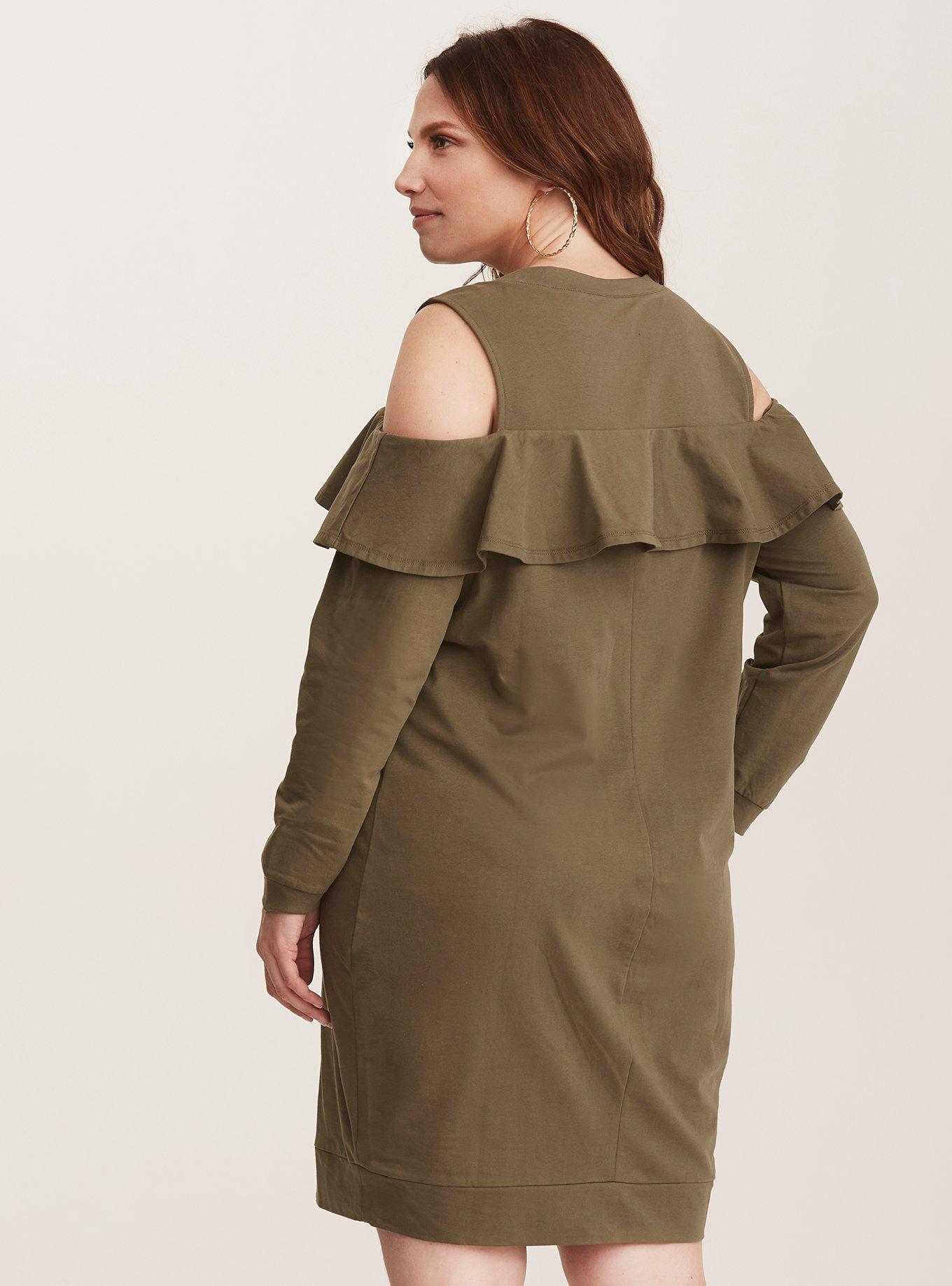 Olive green sweatshirt outlet dress