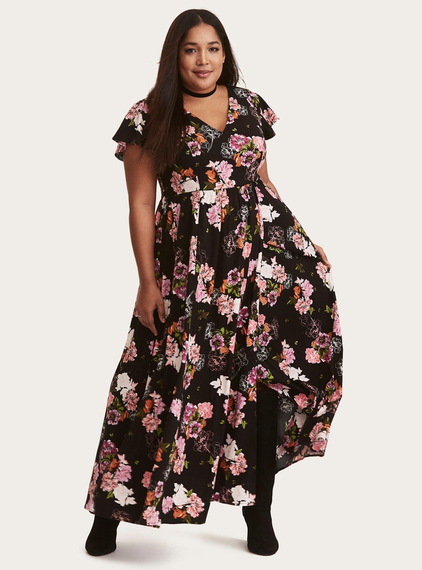 Torrid black hotsell floral maxi dress