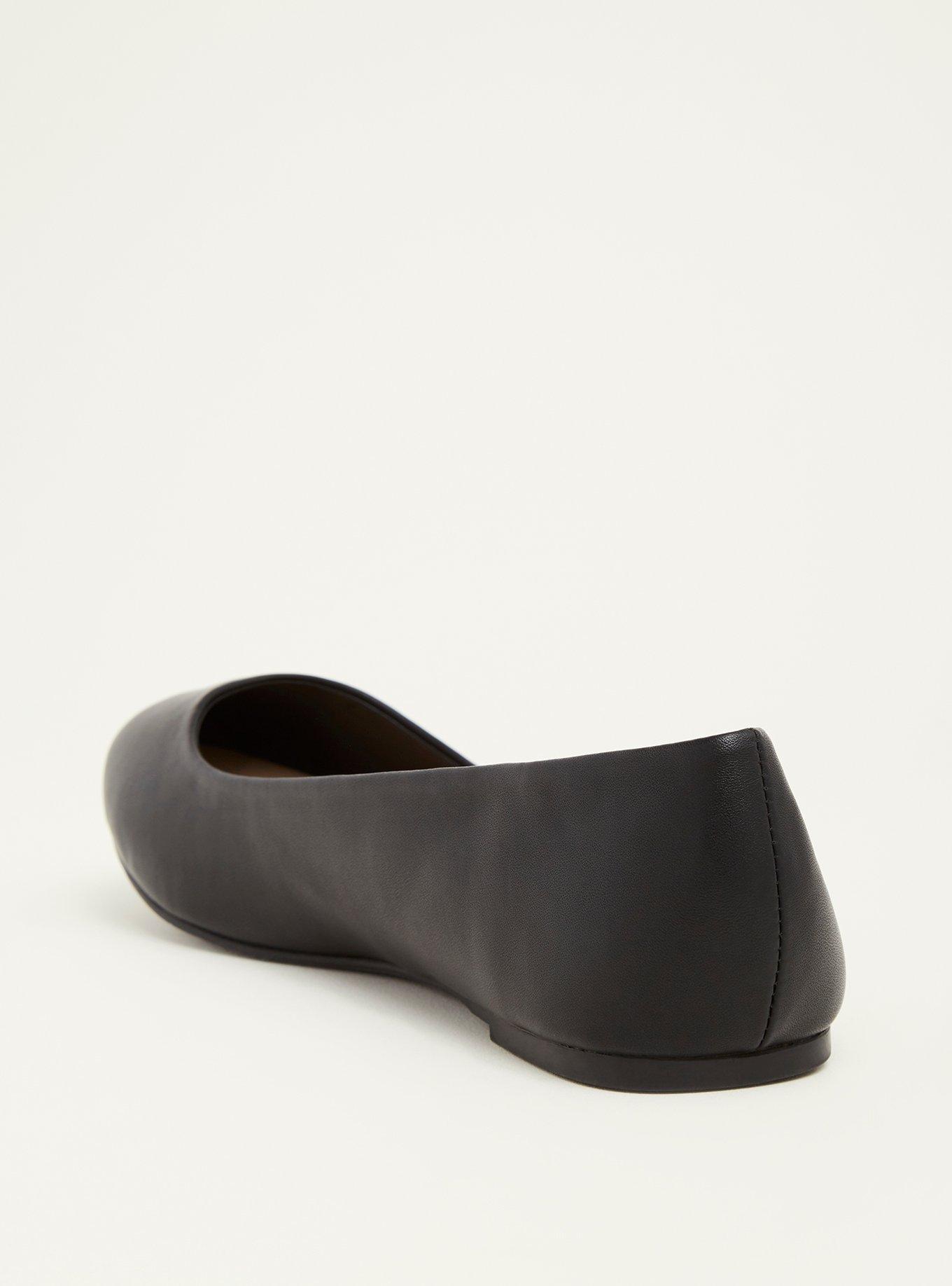 Faux Leather Almond Toe Flats (Wide Width), BLACK, alternate