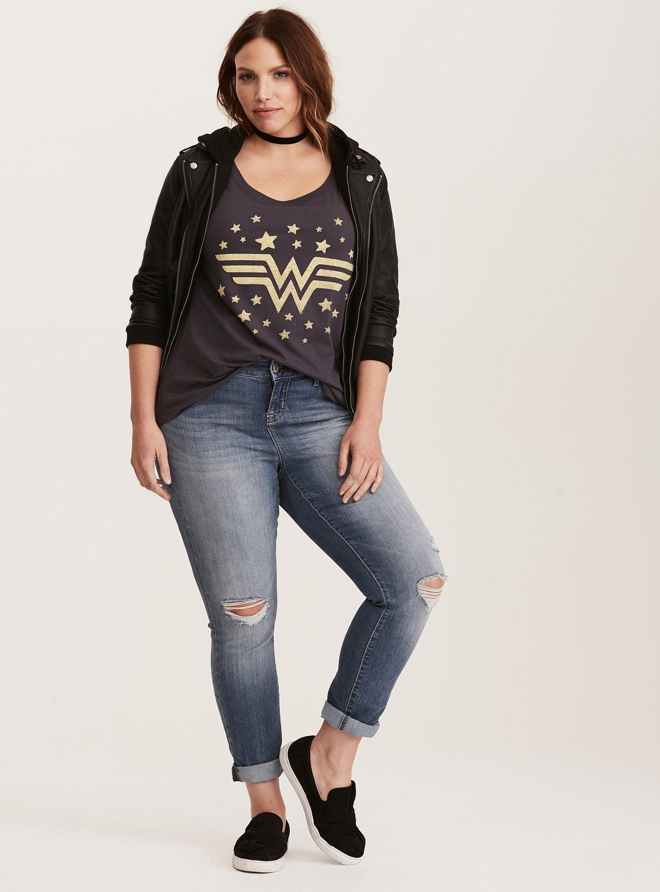 Plus Size Wonder Woman Raglan Tee, NINE IRON, alternate