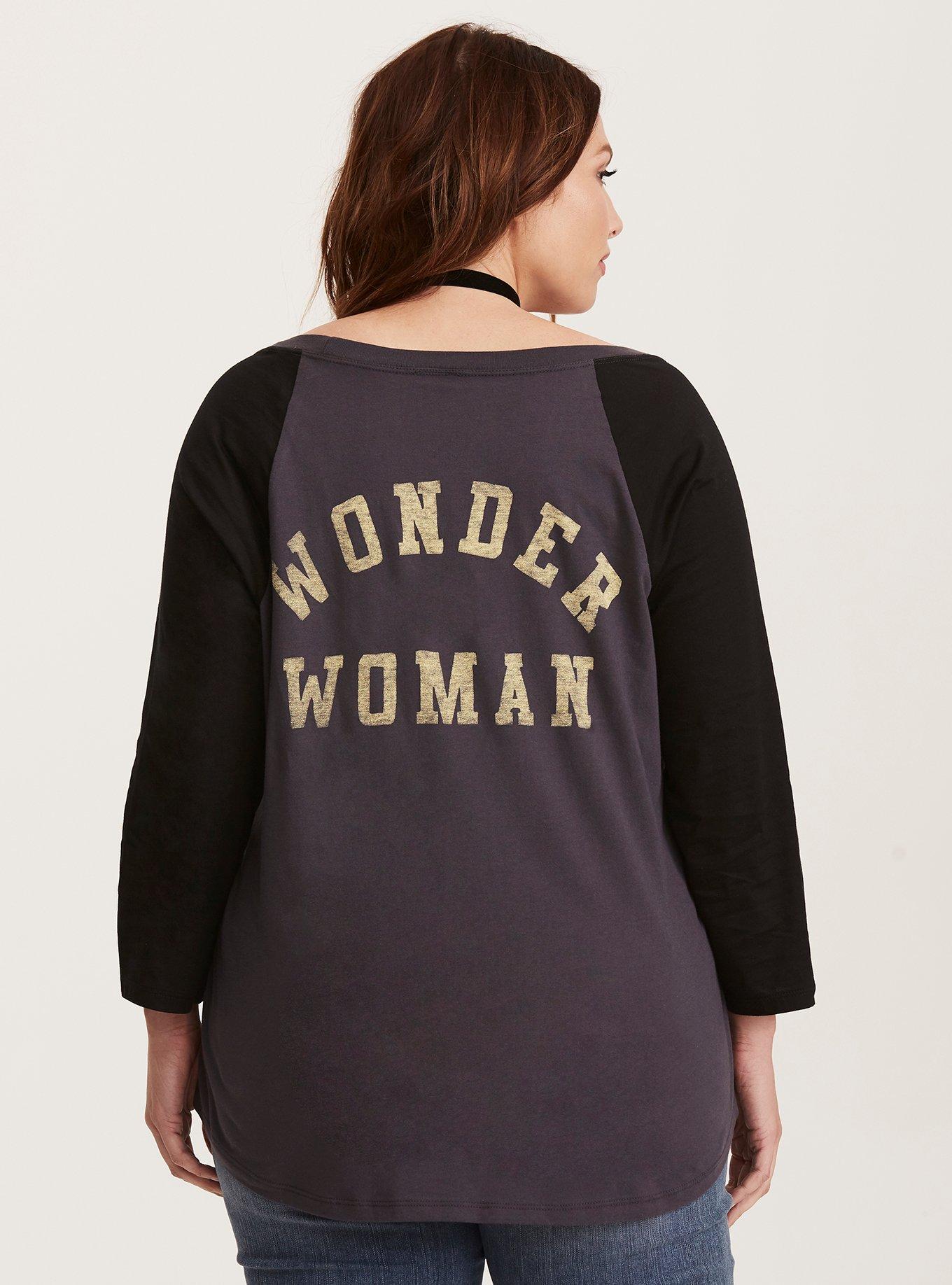 Plus Size Wonder Woman Raglan Tee, NINE IRON, alternate
